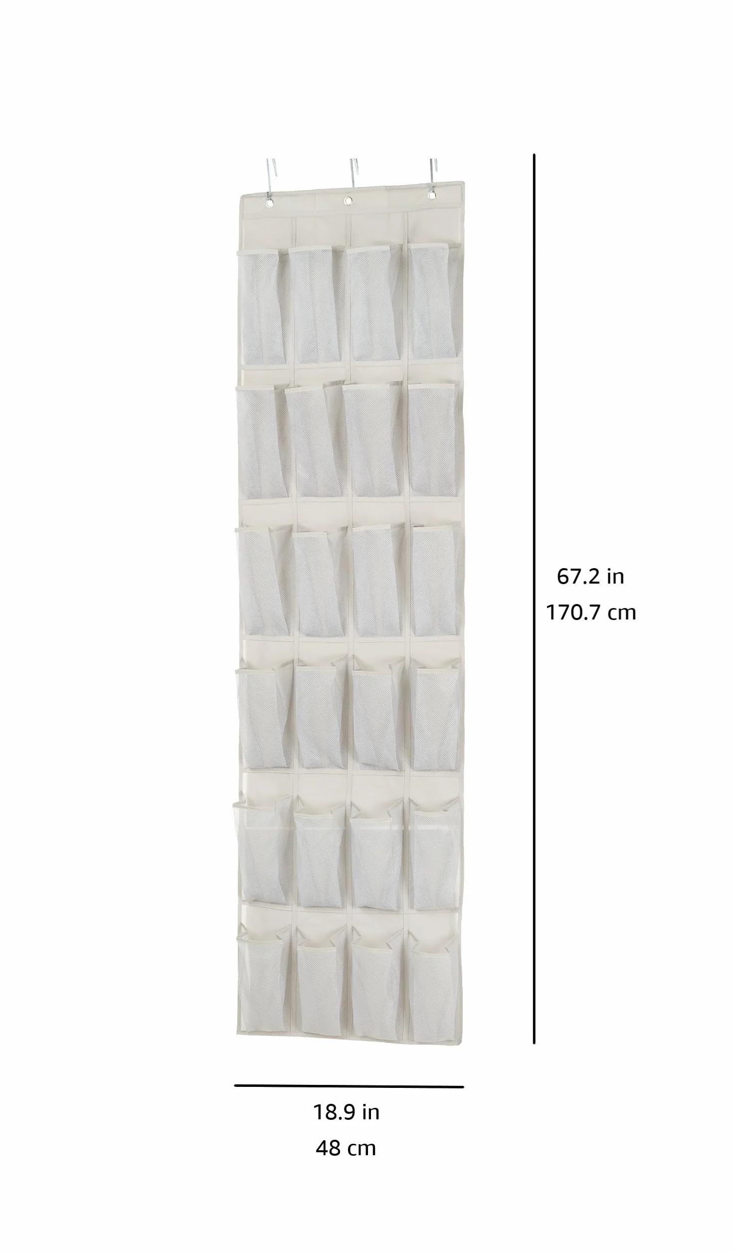 Amazon Basics Organizer na buty do zawieszenia na drzwiach z 24 średnimi kieszeniami, jasnoszary