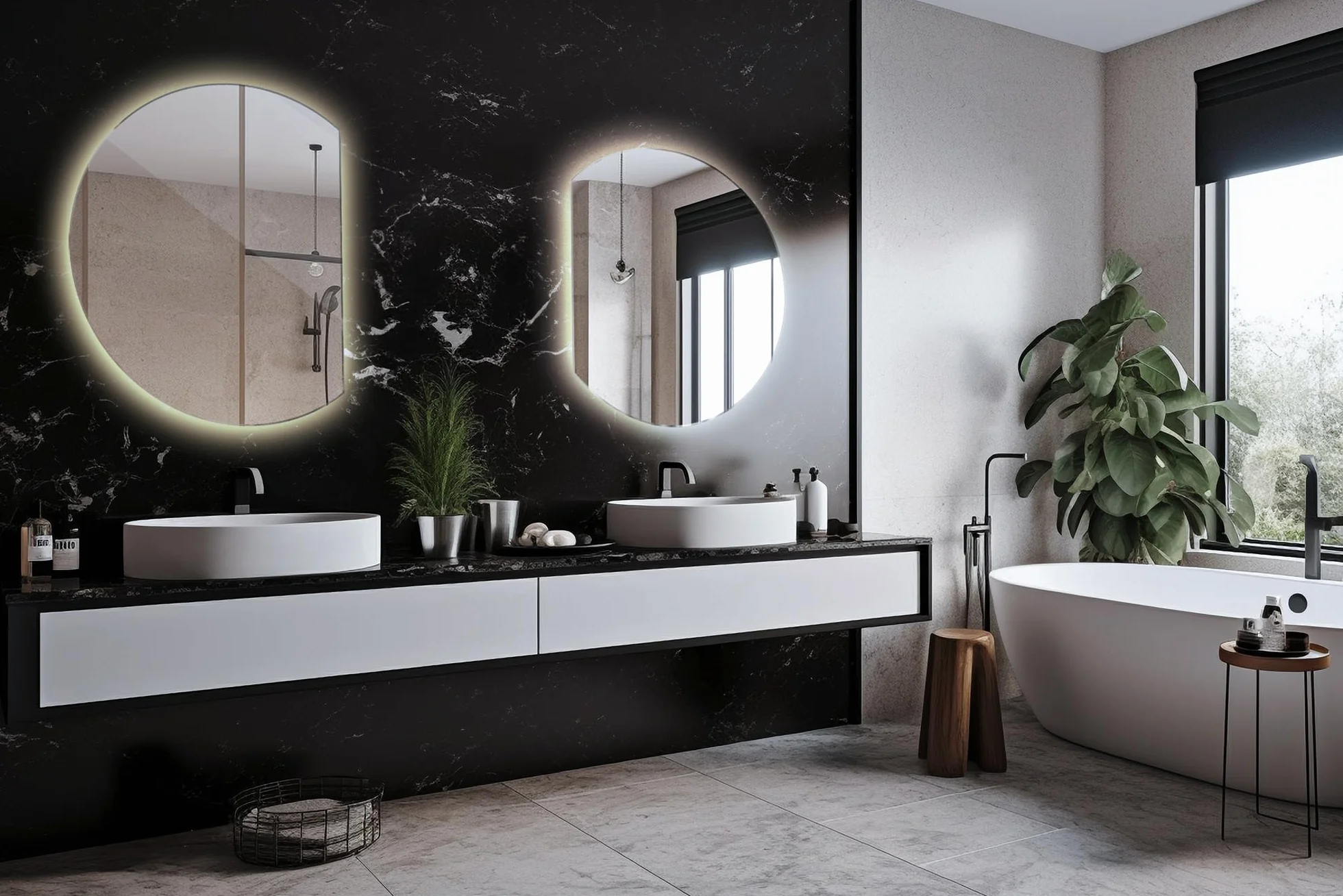 Tulup Nowoczesne Duże Lustro Podświetlane do Łazienki Lustro ścienne LED Światło Neutralne 80 cm