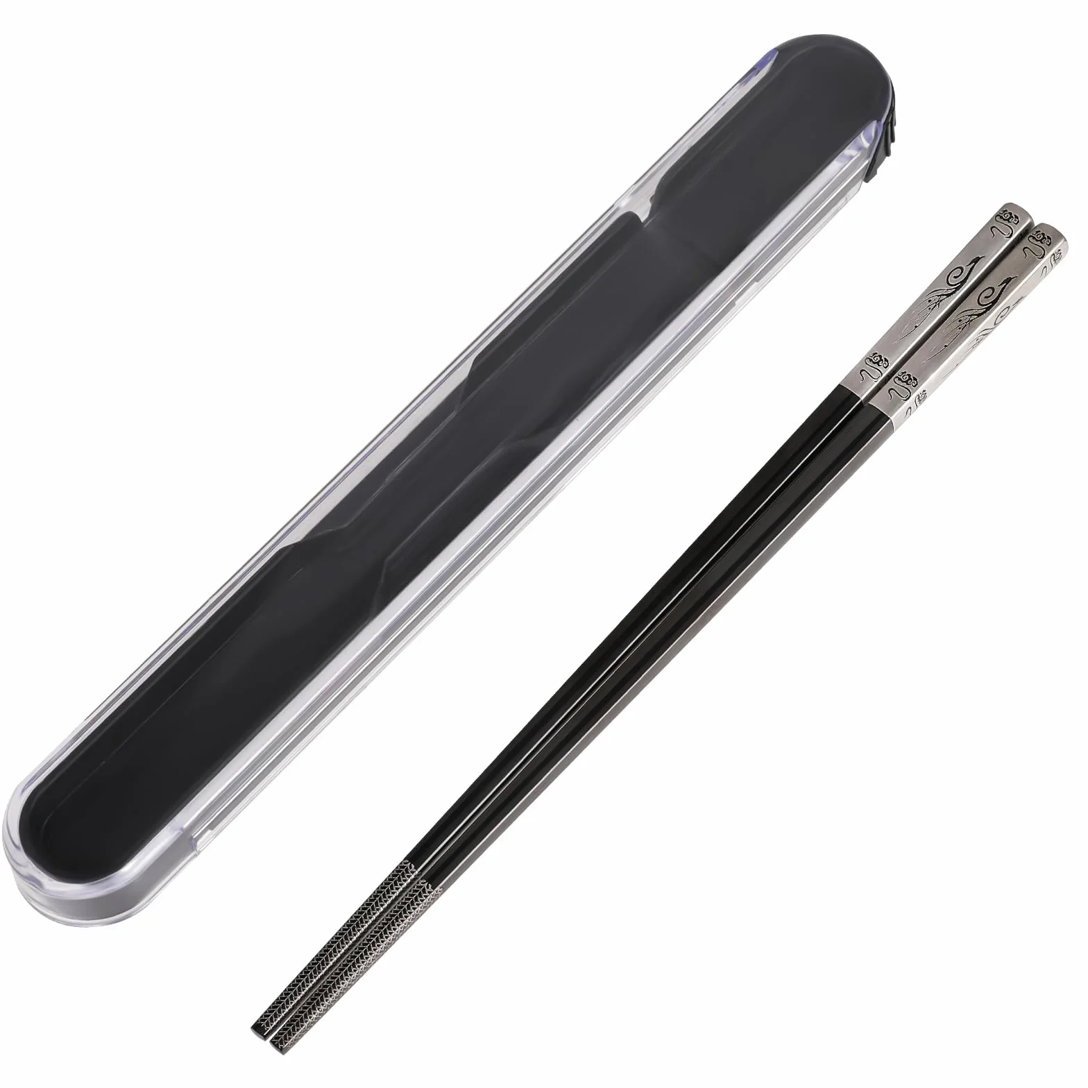 Molain 1 para pałeczek ze stali nierdzewnej, wielokrotnego użytku, metalowe pałeczki do jedzenia ze stali nierdzewnej, z etui, grawerowane laserowo, przenośne pałeczki do jedzenia