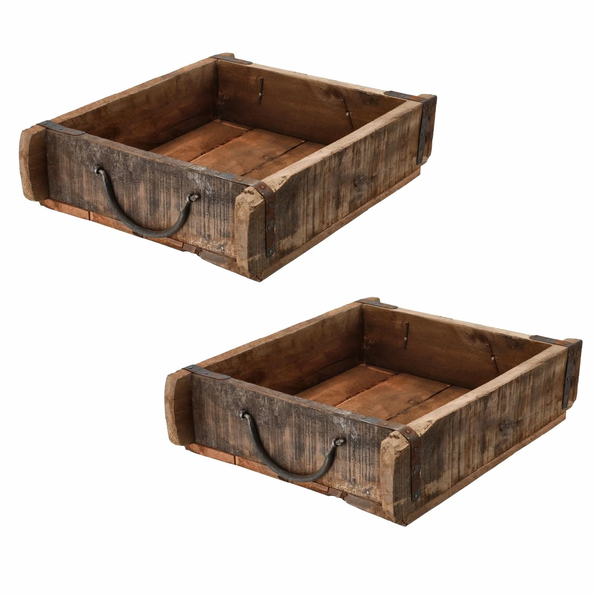 Novaliv 2 x drewniana skrzynka w stylu vintage 30 x 25 x 8 cm stara forma cegieł drewno duża skrzynka uniwersalna z recyklingu starego drewna każdy kształt JEDNA unikatowa skrzynka vintage dekoracja