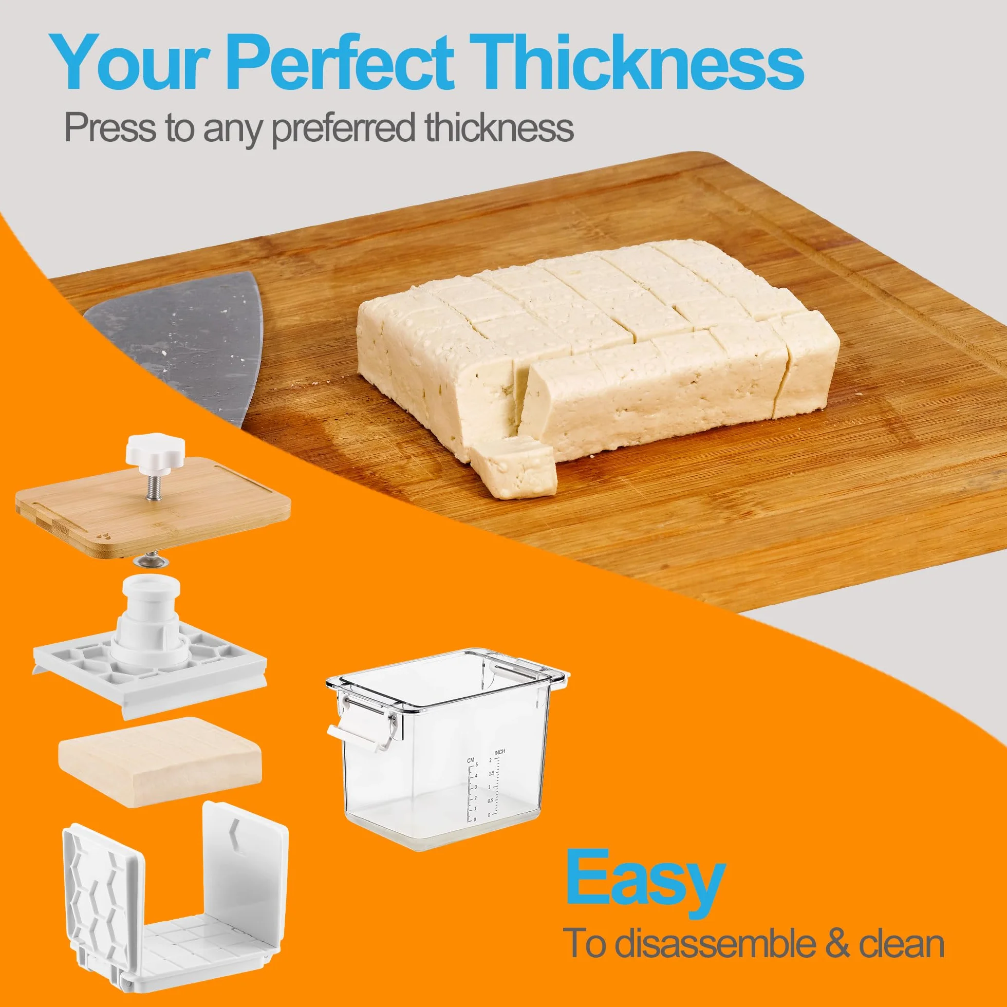 Tofu Press - Tofu Press Safe do zmywarki, wegańskie prezenty Tofu Paneer Press do usuwania wody z Tofu Extra Firm Organic, Tofu Maker do wyciskania wody z firmy i Extra Firm Tofu - BPA Free