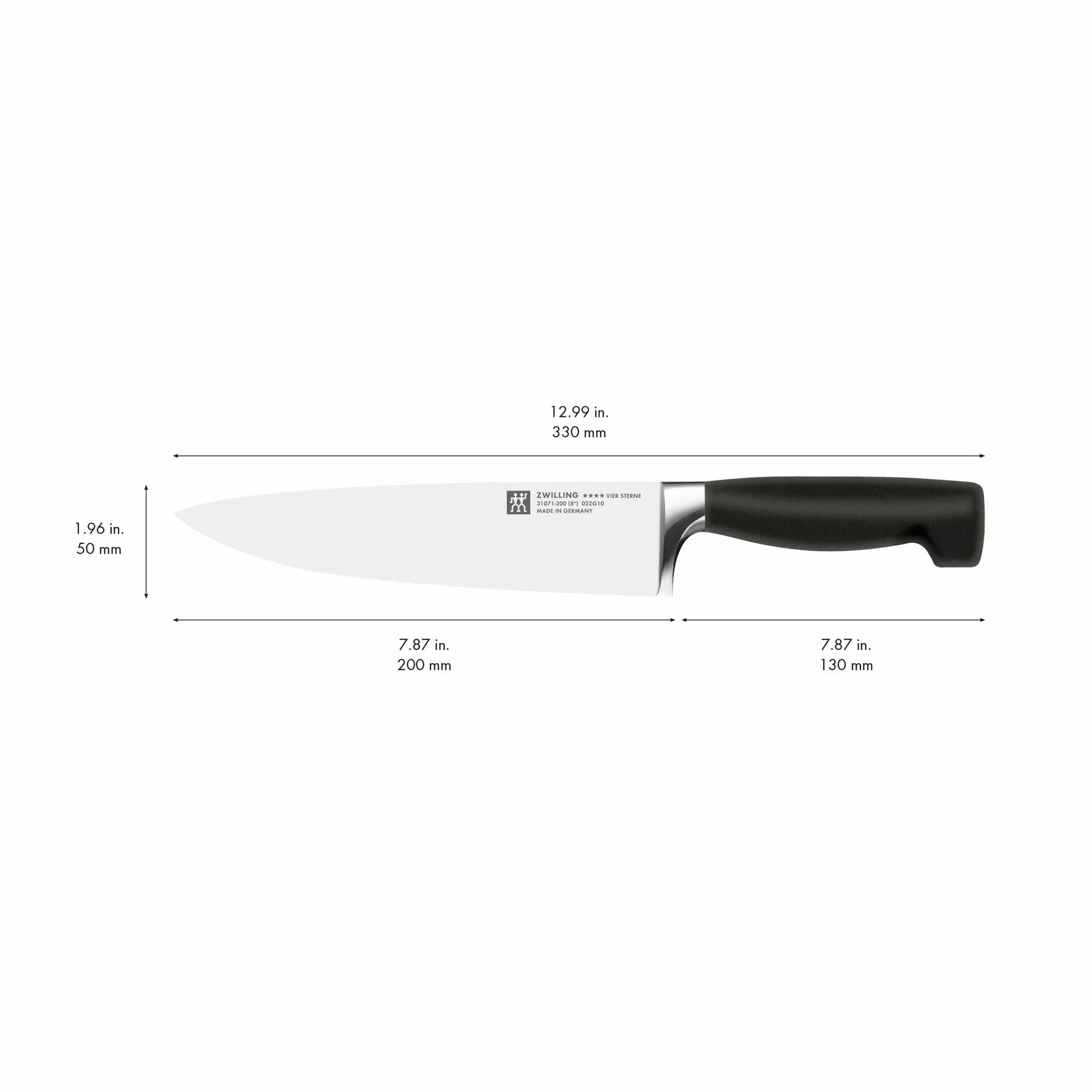 ZWILLING Kochmesser 20 cm Vier Sterne Rostfreier Spezialstahl Kunststoff-Griff