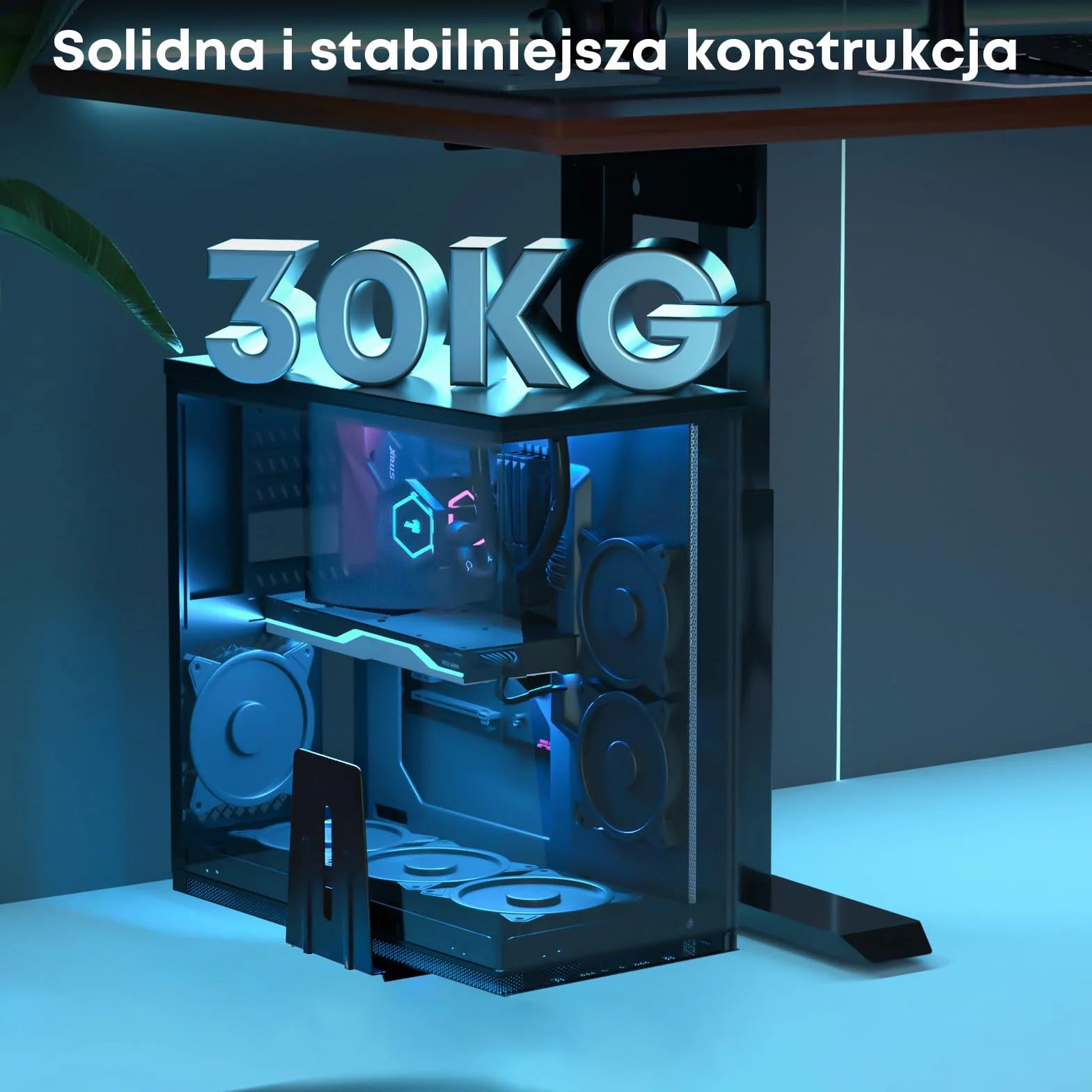 Support-PC Pod Biurko - Regulowany Wysokości i Szerokości, Obrót 360°, Do 30 kg, Dla Obudów PC, Czarny