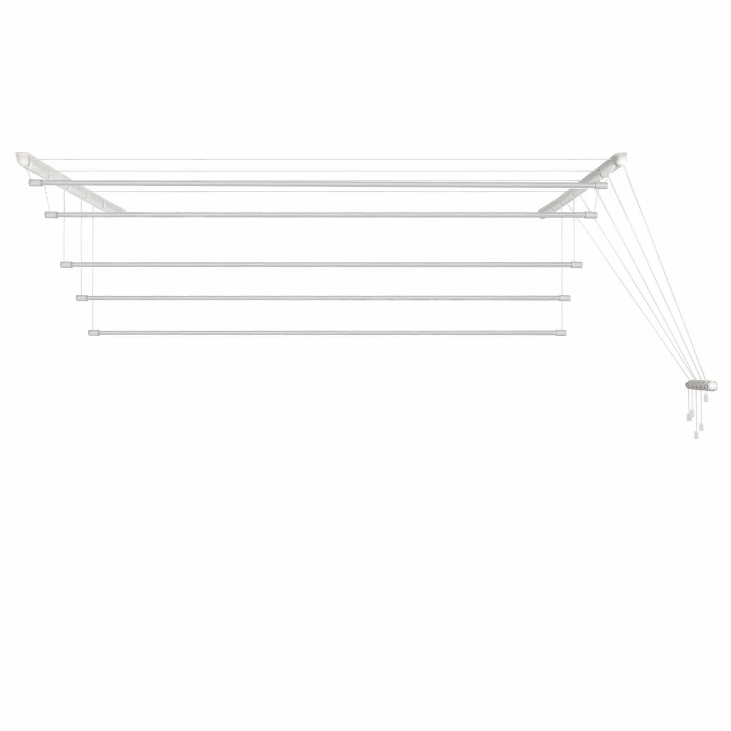 KADAX Suszarka na pranie do montażu na suficie 5x180cm, niezabierająca dużo miejsca stojak na pranie do montażu na suficie, suszarka na pranie do sufitu, sufitowa suszarka na pranie ze stali (Biały)