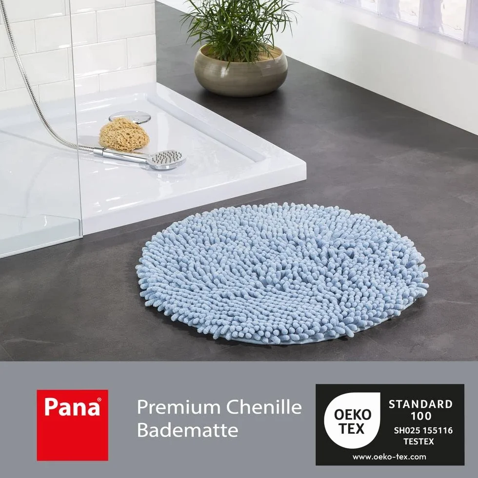 PANA® Premium szenilowa mata łazienkowa okrągła (Ø 56 cm) • okrągły dywanik łazienkowy z wyjątkowo miękkich włókien • chłonny i nadający się do prania • dywanik prysznicowy, dywanik łazienkowy, kolor: