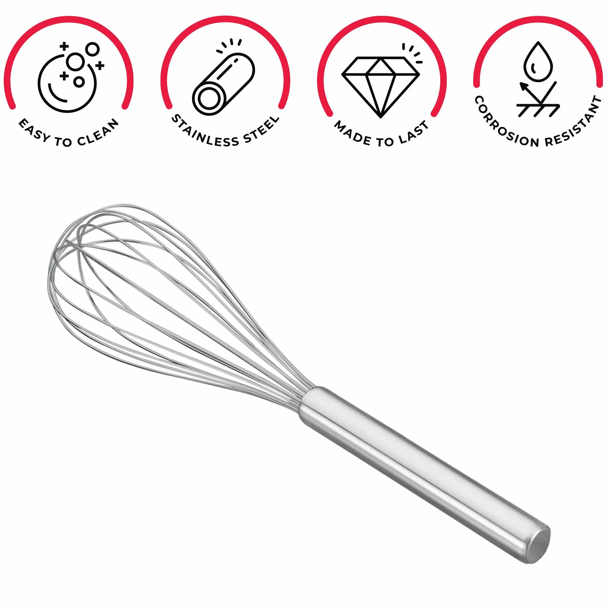 Metaltex Heavy Duty trzepaczka ze stali nierdzewnej 8 drutów, 30 cm, srebrna