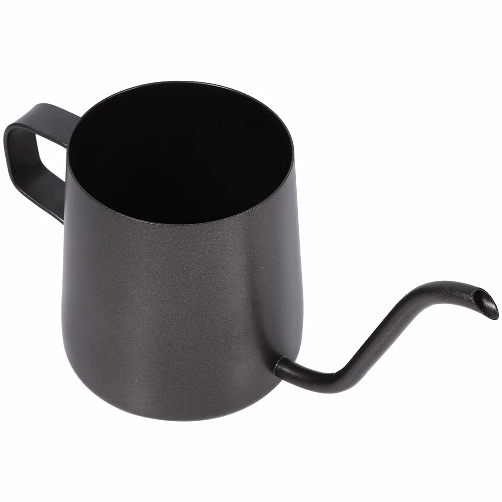Czarny dzbanek do kawy ze stali nierdzewnej z długą wylewką łabędzia szyi, idealna kontrola przepływu, 250 ml/350 ml (250 ml)
