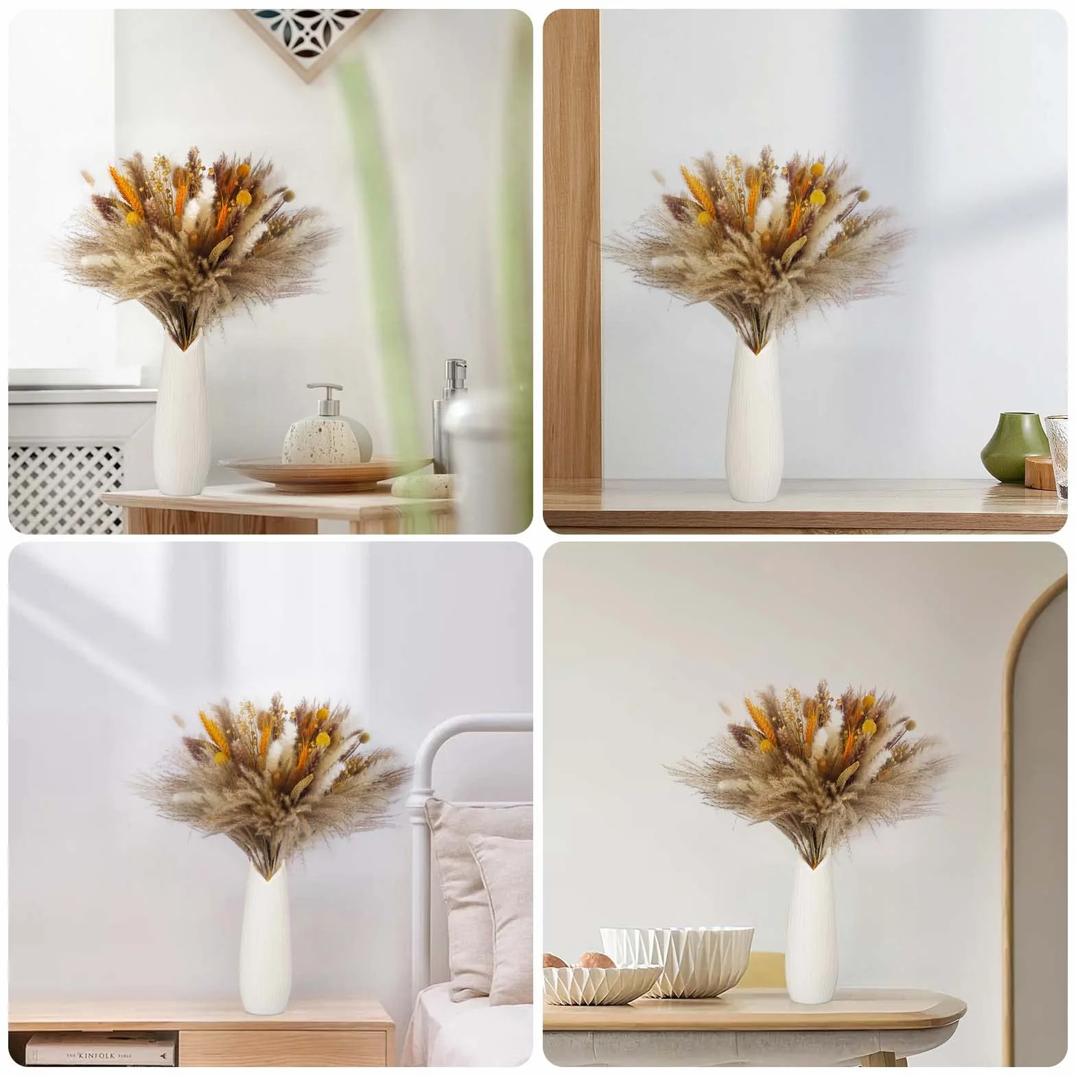Suszona trawa pampasowa, 100 szt. Dekoracja z naturalnych suszonych kwiatów, puszyste suszone kwiaty na ślub Dekoracja Boho Salon Ślub (42 cm)
