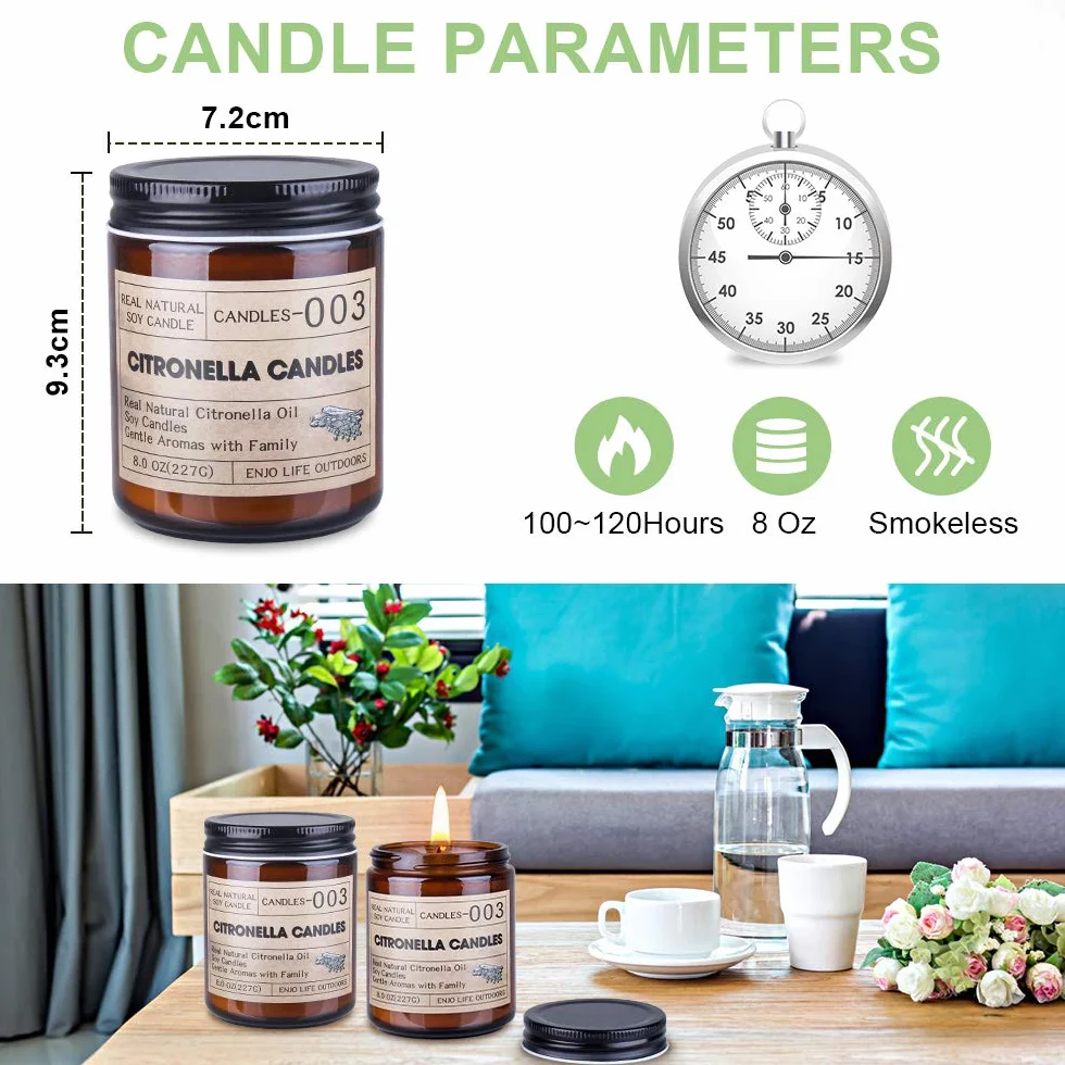 Supersun 240 godzin Citronella duża świeca na zewnątrz wosk sojowy Citronella świece do ogrodu, na taras