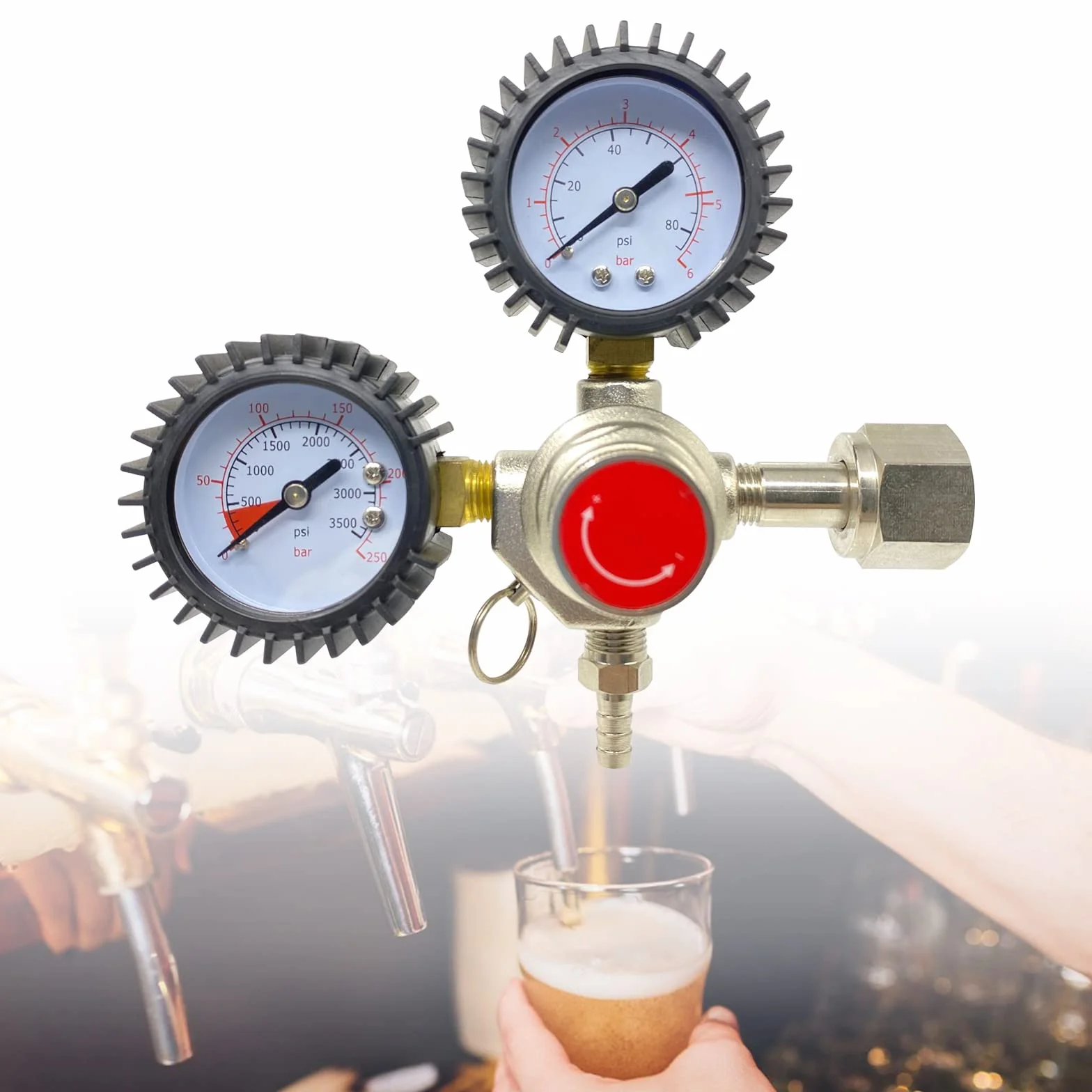 Reduktor ciśnienia, regulator ciśnienia CO2, profesjonalny reduktor ciśnienia CO2, do maszyn do piwa, warzenia piwa, nalewania piwa