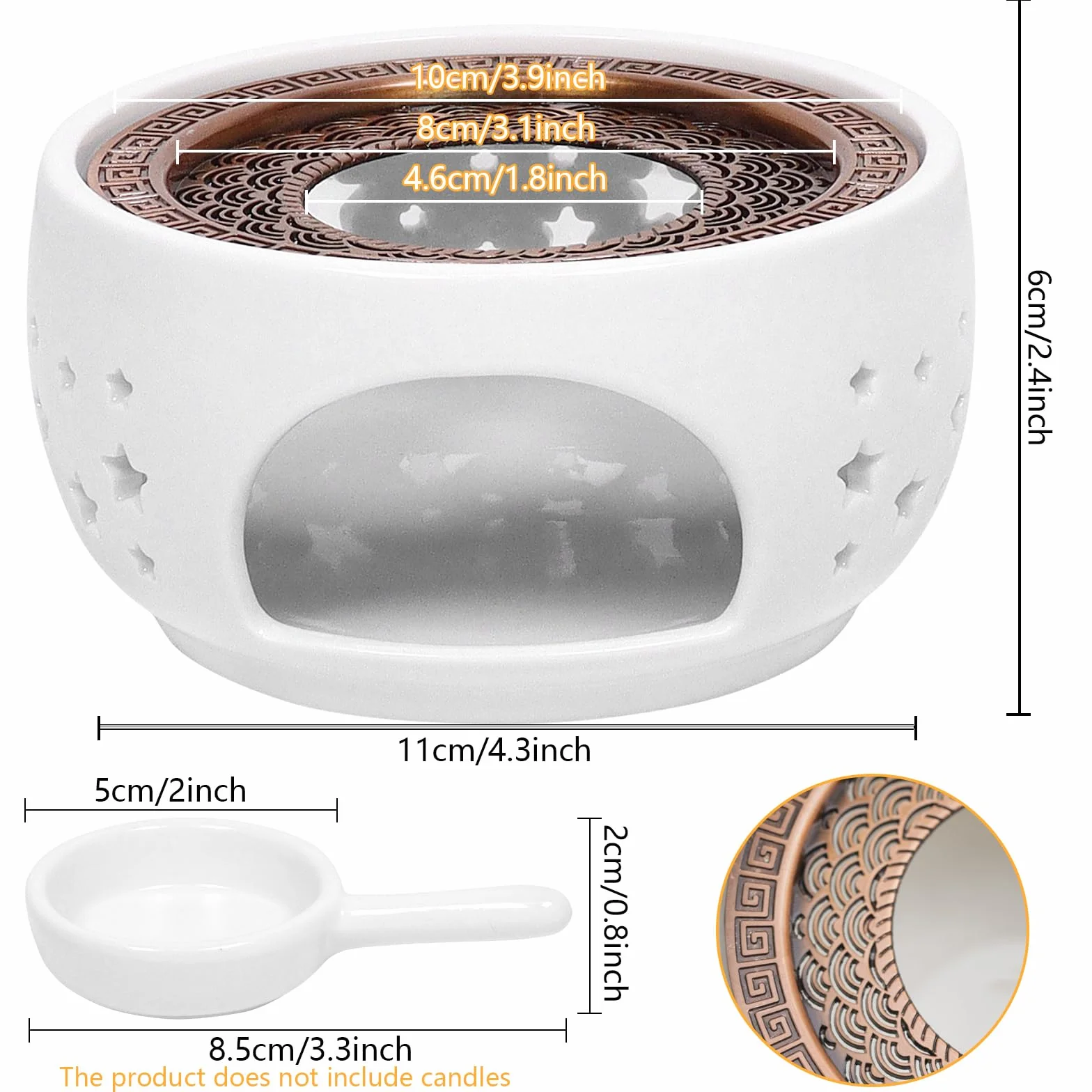 Podgrzewacz do dzbanka do herbaty, podgrzewacz, ceramiczny z uchwytem na podgrzewacze i matą do kuchenki, podgrzewacz herbaty, podgrzewacz do herbaty, dzbanek do herbaty, biały pusty design, nadaje