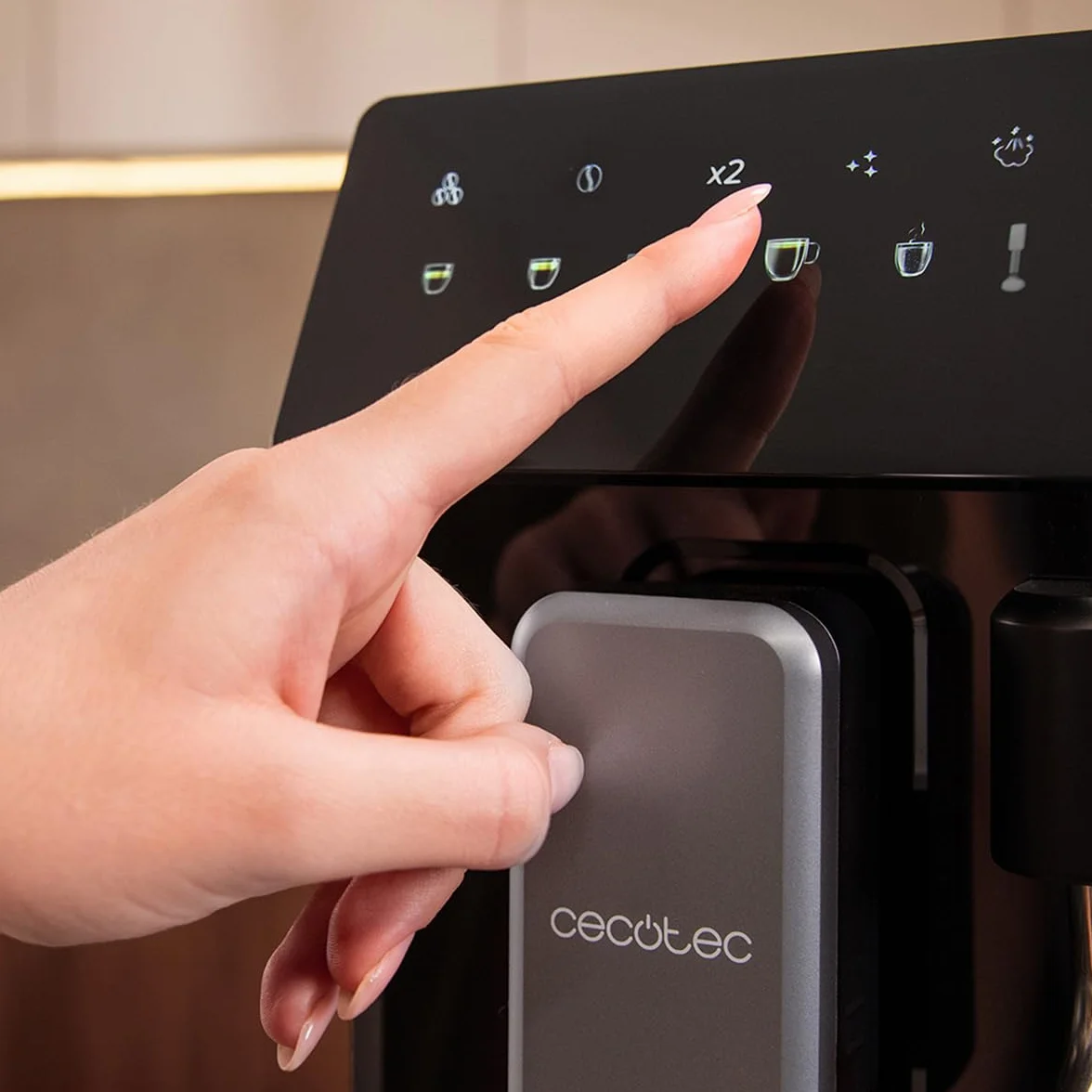 Cecotec Superautomatyczny ekspres do kawy Cremmaet Lungo Steam. 19 barów, termoblok, 5 napojów, parownik, 5 poziomów mielenia, podwójne ramię, odkamienianie, zbiornik na wodę 2 l, ziarna kawy, ekran