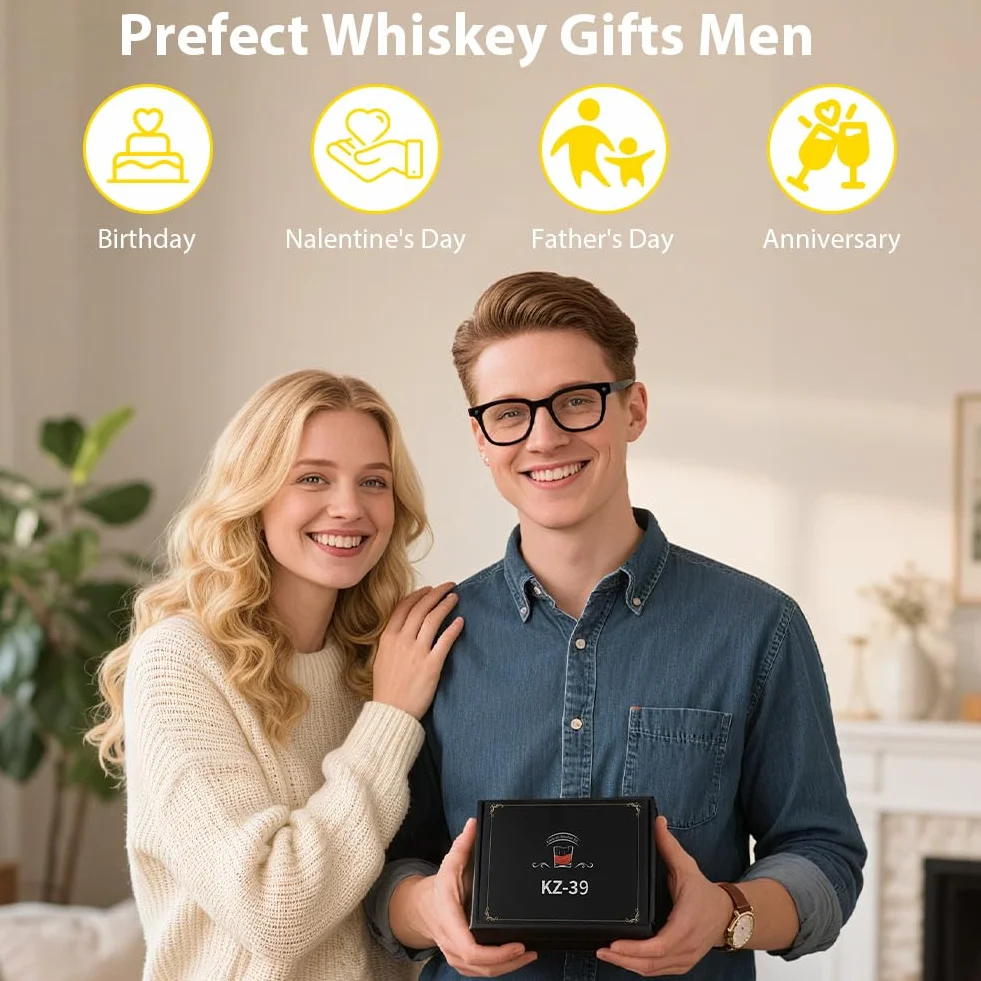 URAQT Zestaw wędzarki do whisky, 6 smaków wiórów drzewnych, zestaw do wędzenia whisky, klasyczny wędzarka do whisky z oświetleniem RGB, wędzarka na napoje, dla mężczyzn, ojca, męża