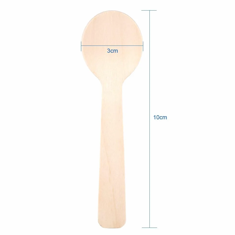 100 szt. drewnianych łyżeczek zestaw sztućców – drewniane łyżki łyżka do lodów i herbaty 10 cm sztućce solidne, trwałe, elegancka alternatywa dla plastiku - degustacja deserów, imprezy, grill, piknik,