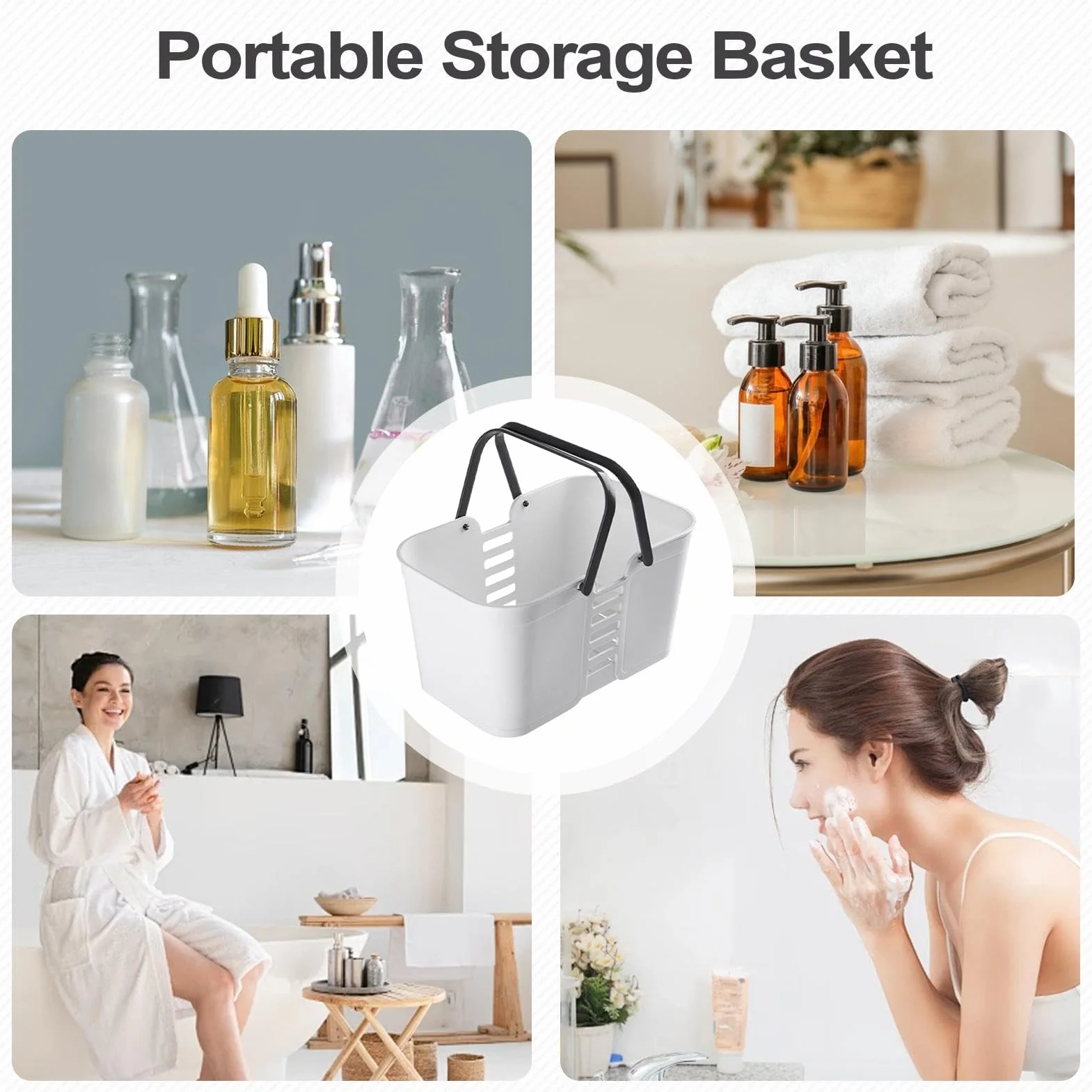 Portable Shower Cadddy, Bathroom Toiletry Organizer, Storage Basket Bin, Shampoo Soap Holder, Cosmetic Storage Bin, Multi-purpose Storage Solution for Holding Soap, Shampoo, Cosmetics, Bathroom