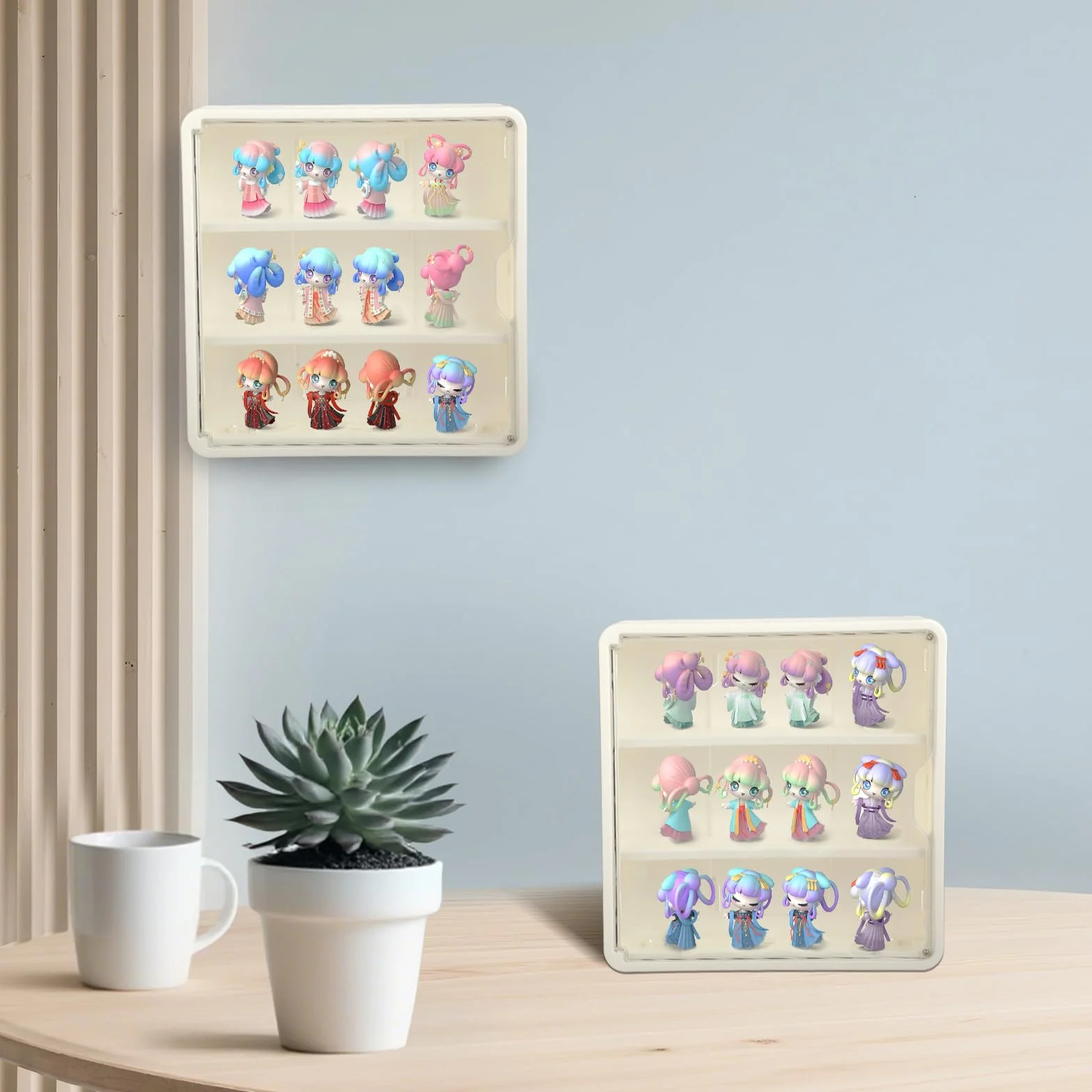 Wisząca witryna ścienna z drzwiami magnetycznymi – 4-warstwowa witryna kolekcjonerska akrylowa 30 x 8 x 30 cm – szklana witryna wisząca, pyłoszczelna – witryna na wystawę figurek pop – modele