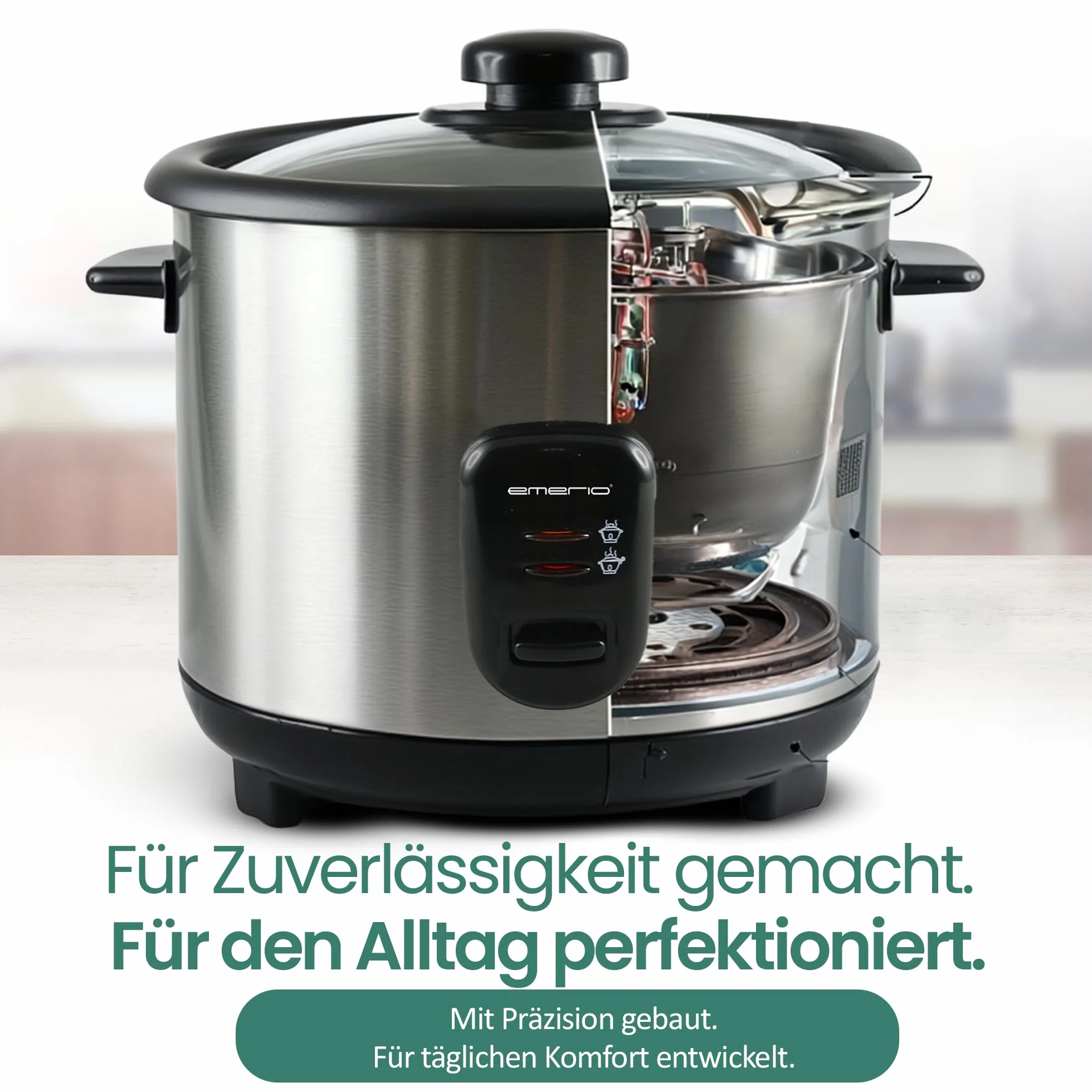 EMERIO RCE-110118.5 automatyczny szybkowar do ryżu 1,5 l funkcja utrzymania ciepła powłoka nieprzywierająca