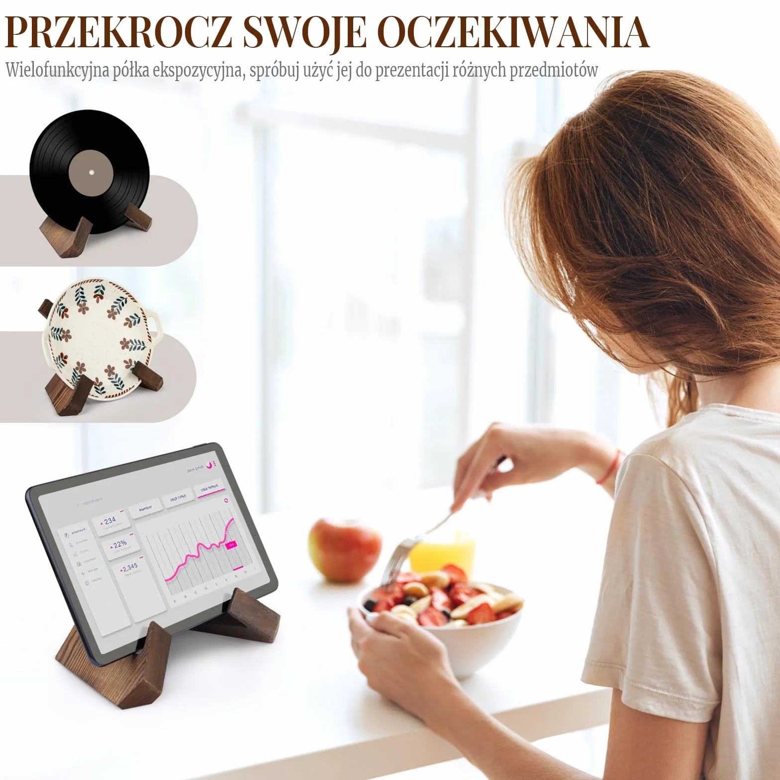 PUERSI Uchwyt do książek kucharskich, Drewniana podstawka do książek, Przybornik na przepisy kulinarne, Stojak na książki, Uchwyt na książki, Vintage, Rustykalny