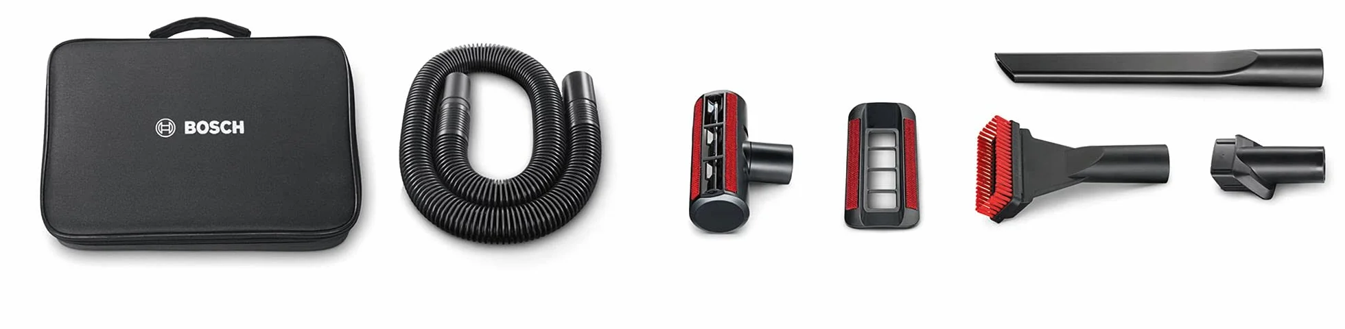 Bosch zestaw akcesoriów BHZTKIT1, pasuje do odkurzacza ręcznego Move, bardzo długa ssawka szczelinowa, dysza do tapicerki i mebli, dysza do materaca, oryginalne akcesoria, czarny