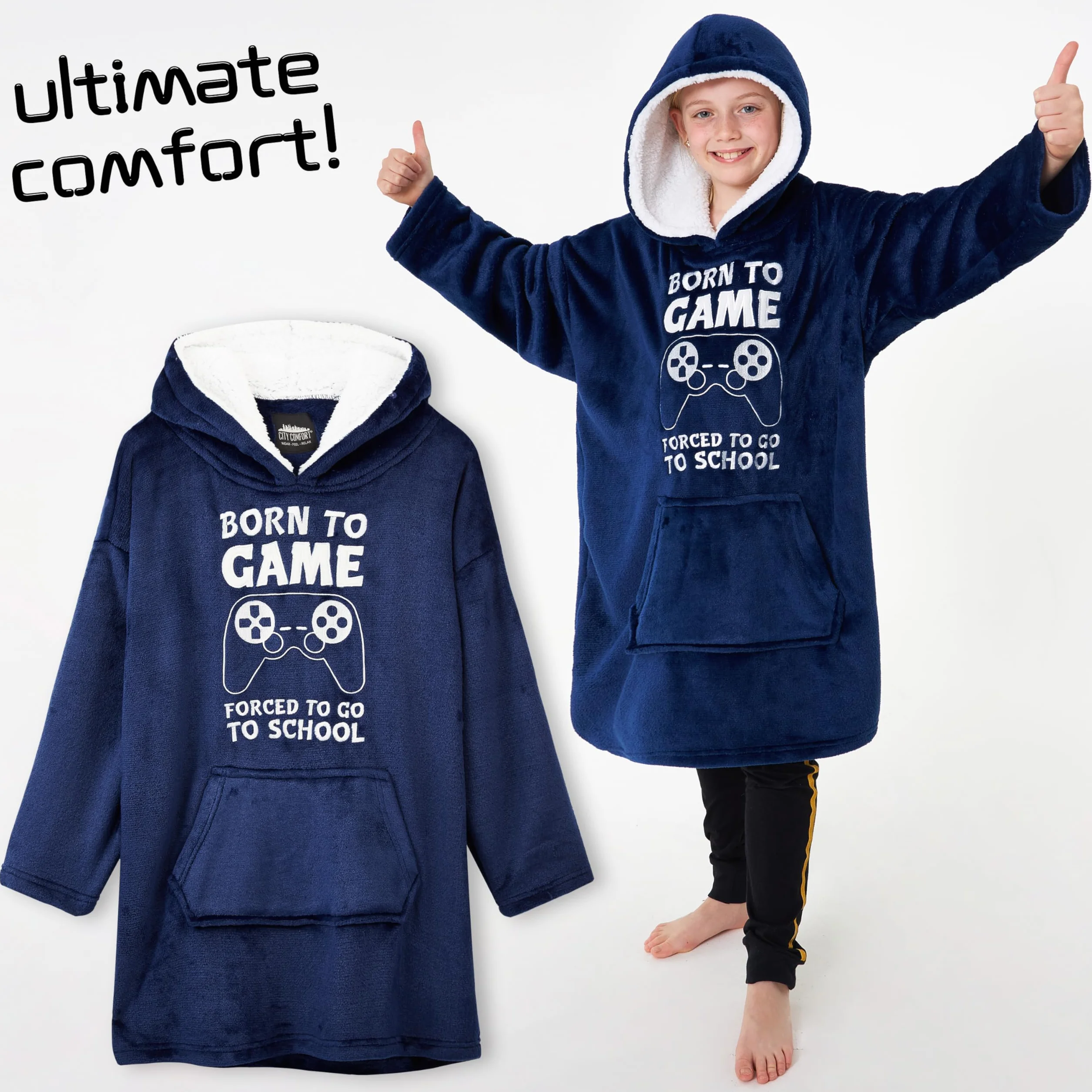 Polarowa Bluza z Kapturem dla Dzieci - Futbolowa Bluza One Size z Podszewką Sherpa
