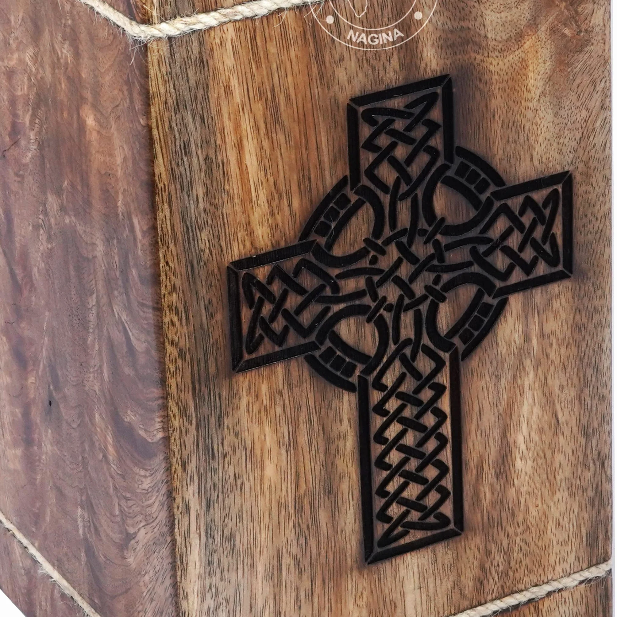 Urny kremacyjne z twardego drewna na prochy dla dorosłych duże - drewniana urna pogrzebowa na Columbarium - skrzynka na urnę pogrzebową (krzyż celtycki 2, 250 cali sześciennych - MW)