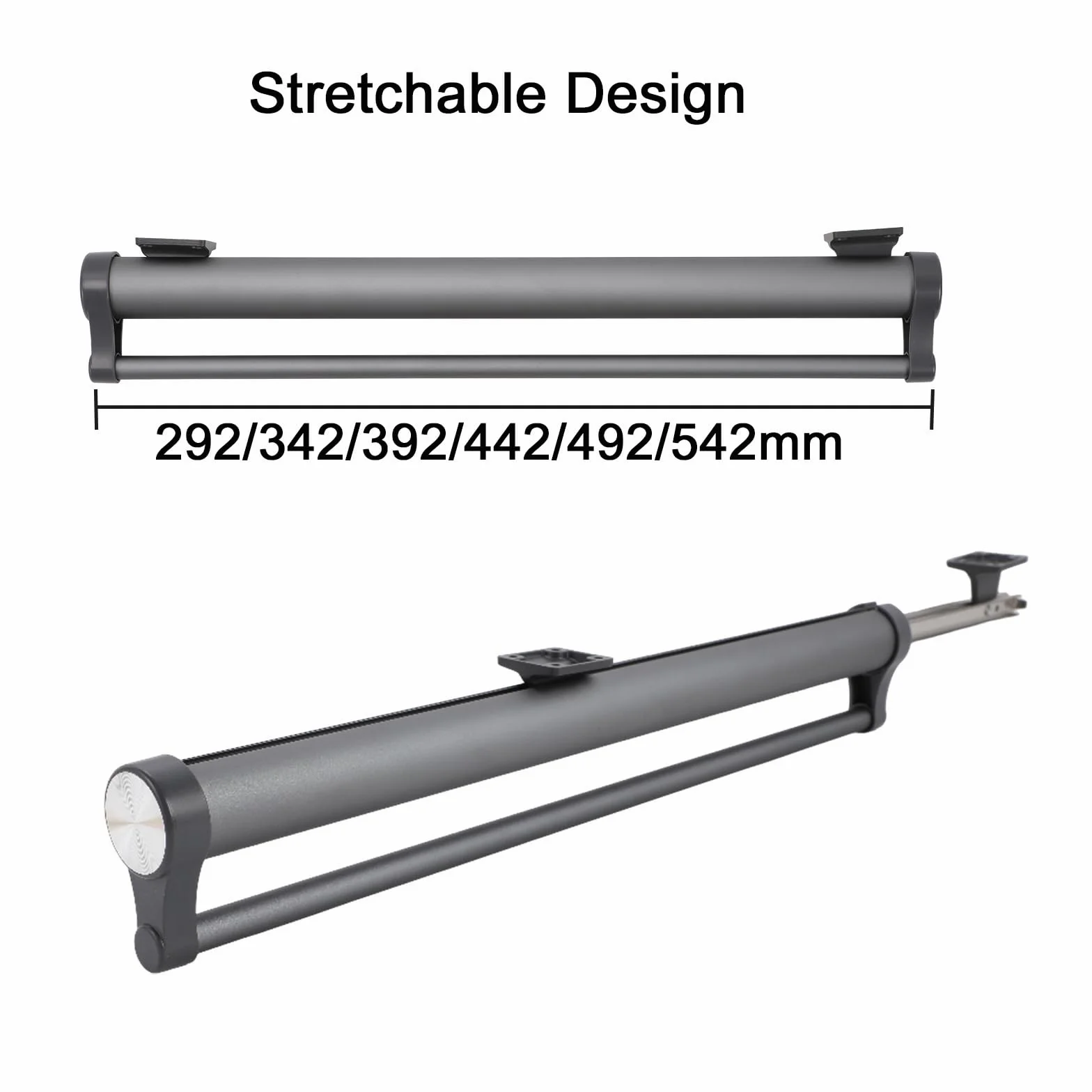 Wysuwany drążek na ubrania do szafy garderobiany, stop aluminium, wytrzymały, regulowany drążek na ubrania, oszczędność miejsca (szary, 342 mm)