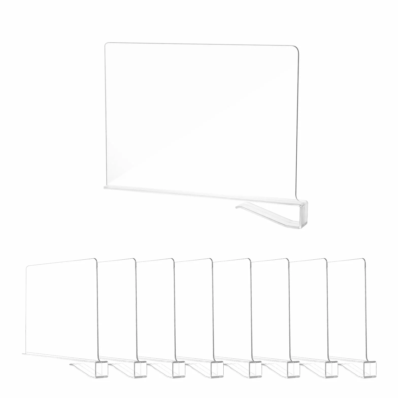 8 Separatorów Półek - Przezroczyste Akrylowe Separatory - Wielofunkcyjny Dzielnik Półek, 30×20cm, z Akrylu, wielofunkcyjne do szafy, regału i szafek
