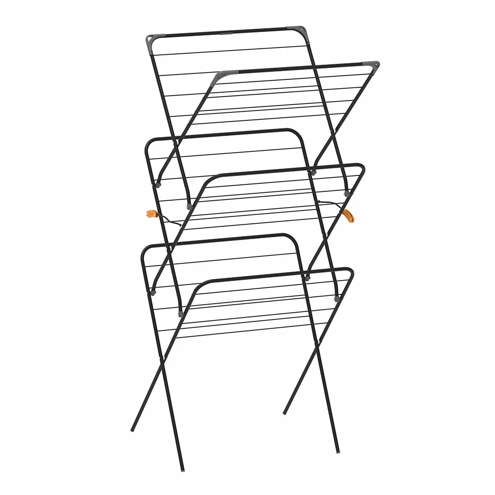 Rörets Suszarka do ubrań Rise Black - wyskakująca konstrukcja Pop-up, mechanizm blokujący bezpieczeństwo, konstrukcja ze stali stopowej i suszenie 18 m - 61 x 49 x 140 cm