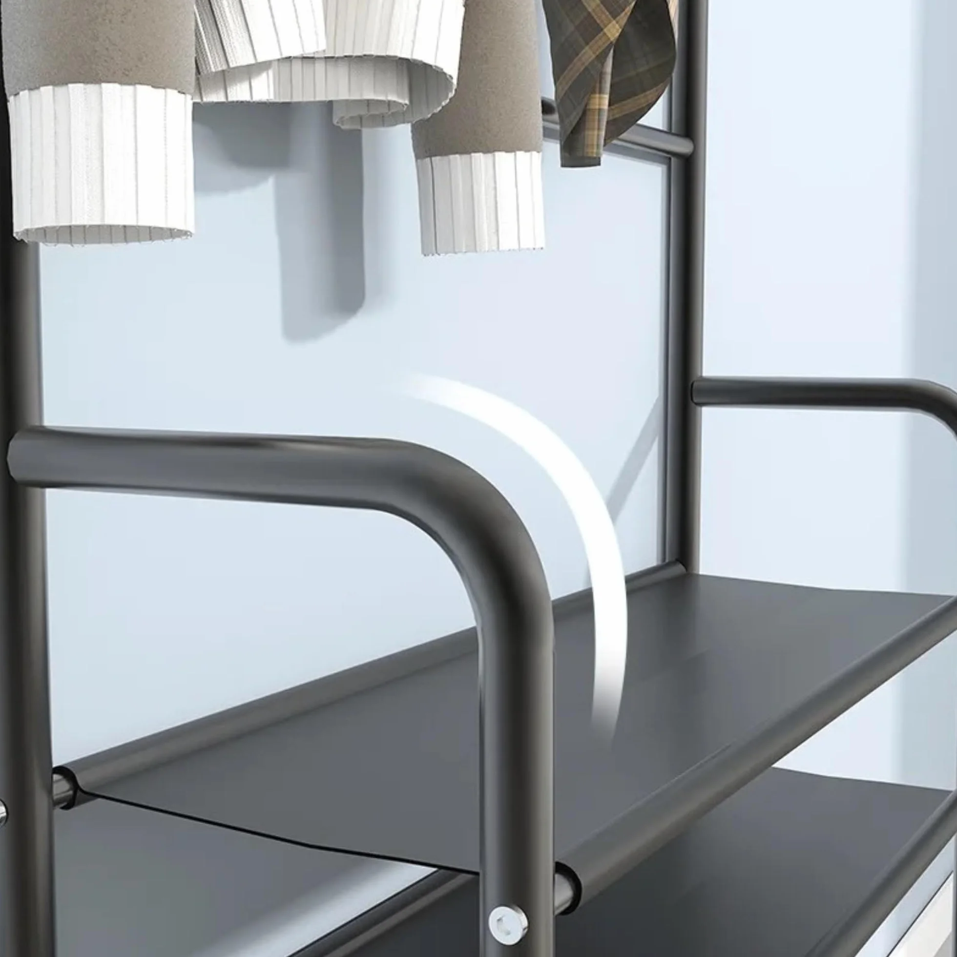 Szafka na buty garderoba wieszak na ubrania meble wejściowe czarna 153 x 80 x 26 cm