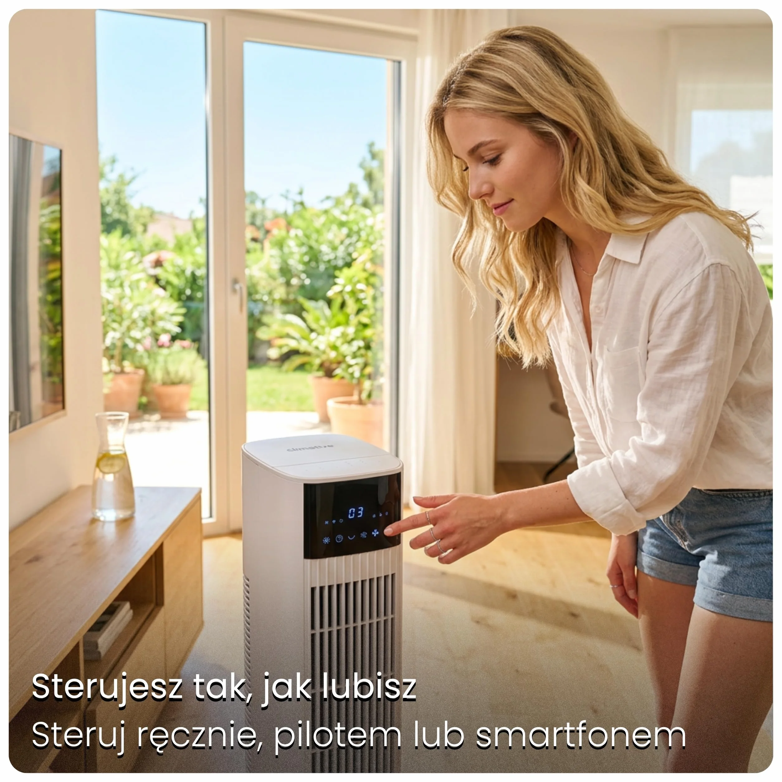 CoolAir Klimator Ewaporacyjny 5L z Chłodzeniem Wodnym - Inteligentny Wentylator Kolumnowy WiFi, Oscylacja 90°, Pilot, 65W - Przenośny Klimatyzator Pokojowy