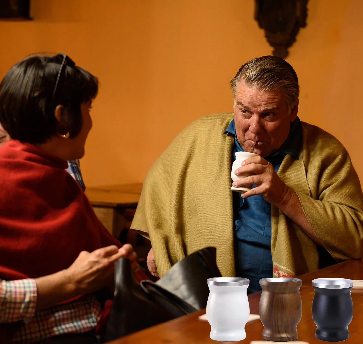 Mate zestaw kubków do herbaty, ze słomką Mate i szczotką do czyszczenia, do herbaty Mate, czarny
