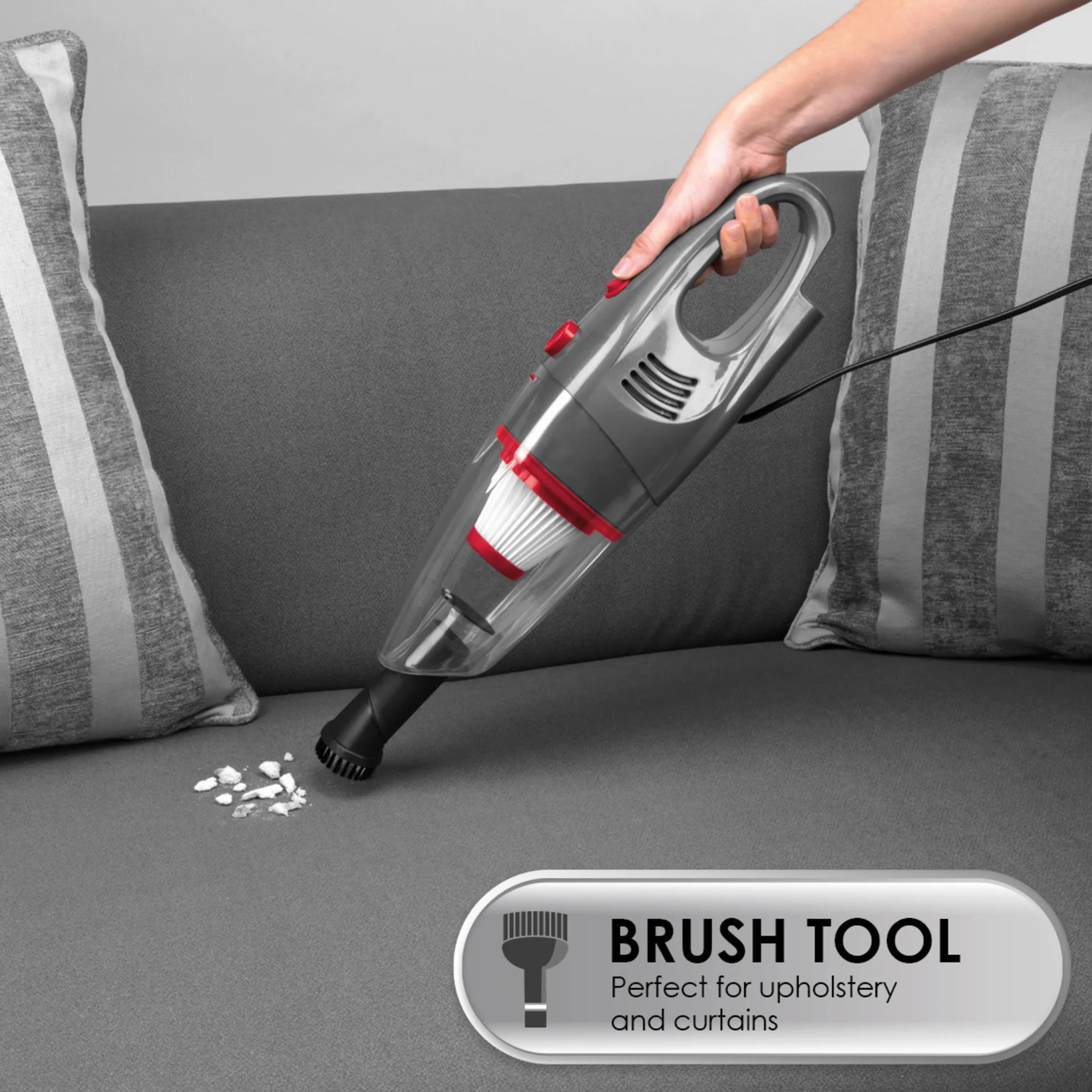 Beldray BEL0770N-GRY 2-in-1 Stick Handheld Vacuum Cleaner 600W Bagless HEPA Filter Grey