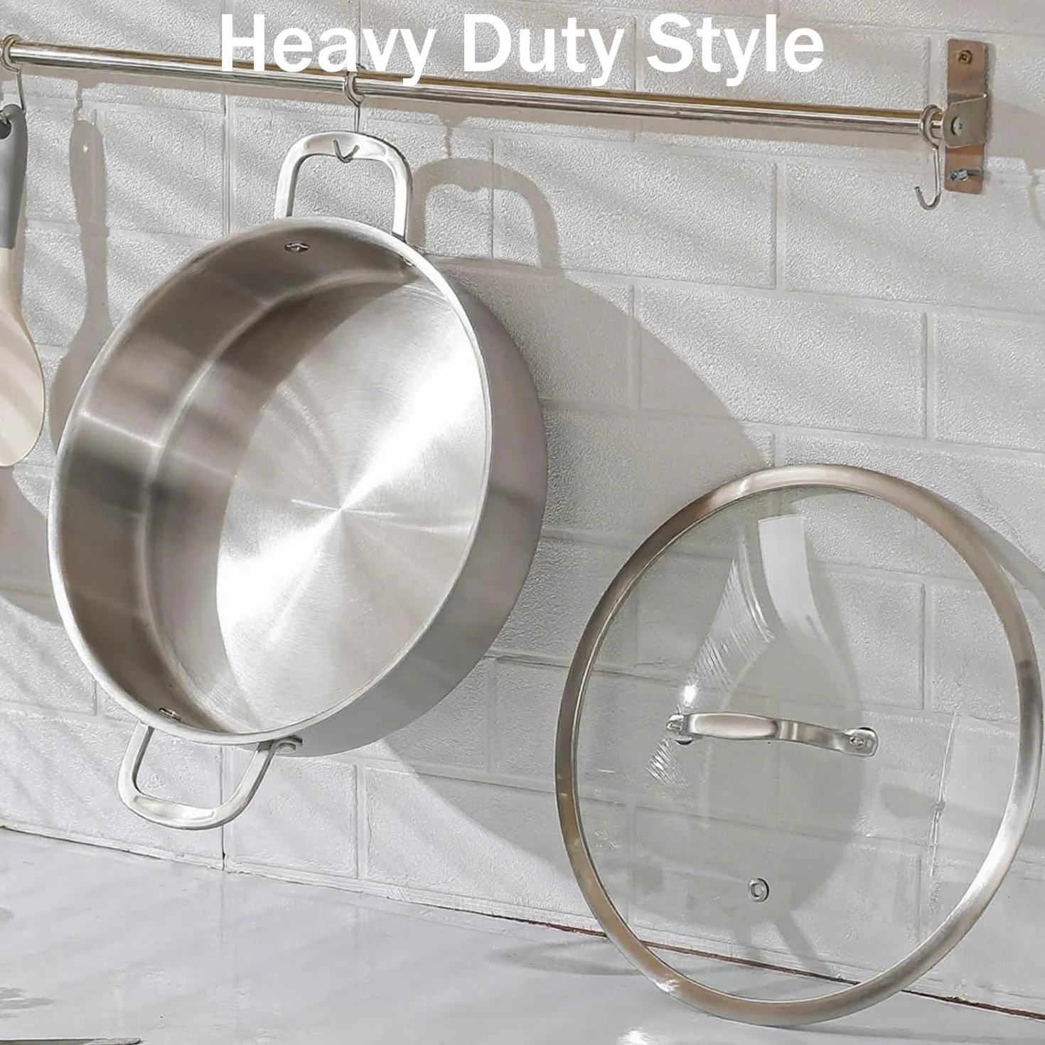 Patelnia 30 cm, wysoka krawędź 8 cm: duża patelnia do duszenia 5,6 litra, do dużych kuchenek ≥ 2300 W, indukcja, garnek do duszenia z pokrywką, trójwarstwowa patelnia ze stali nierdzewnej