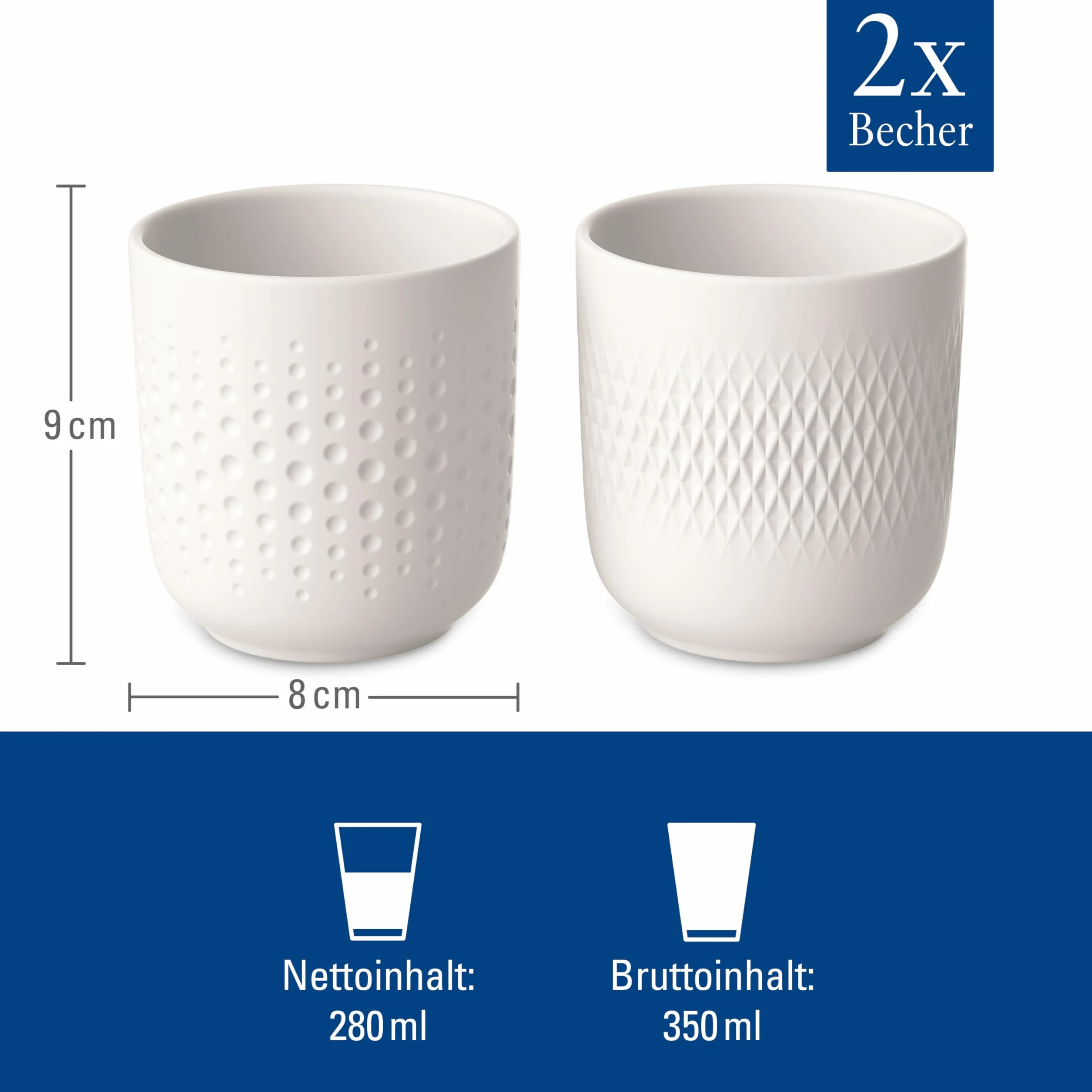 Villeroy & Boch – Manufacture Collier blanc zestaw kubków 2-cz., porcelana Premium