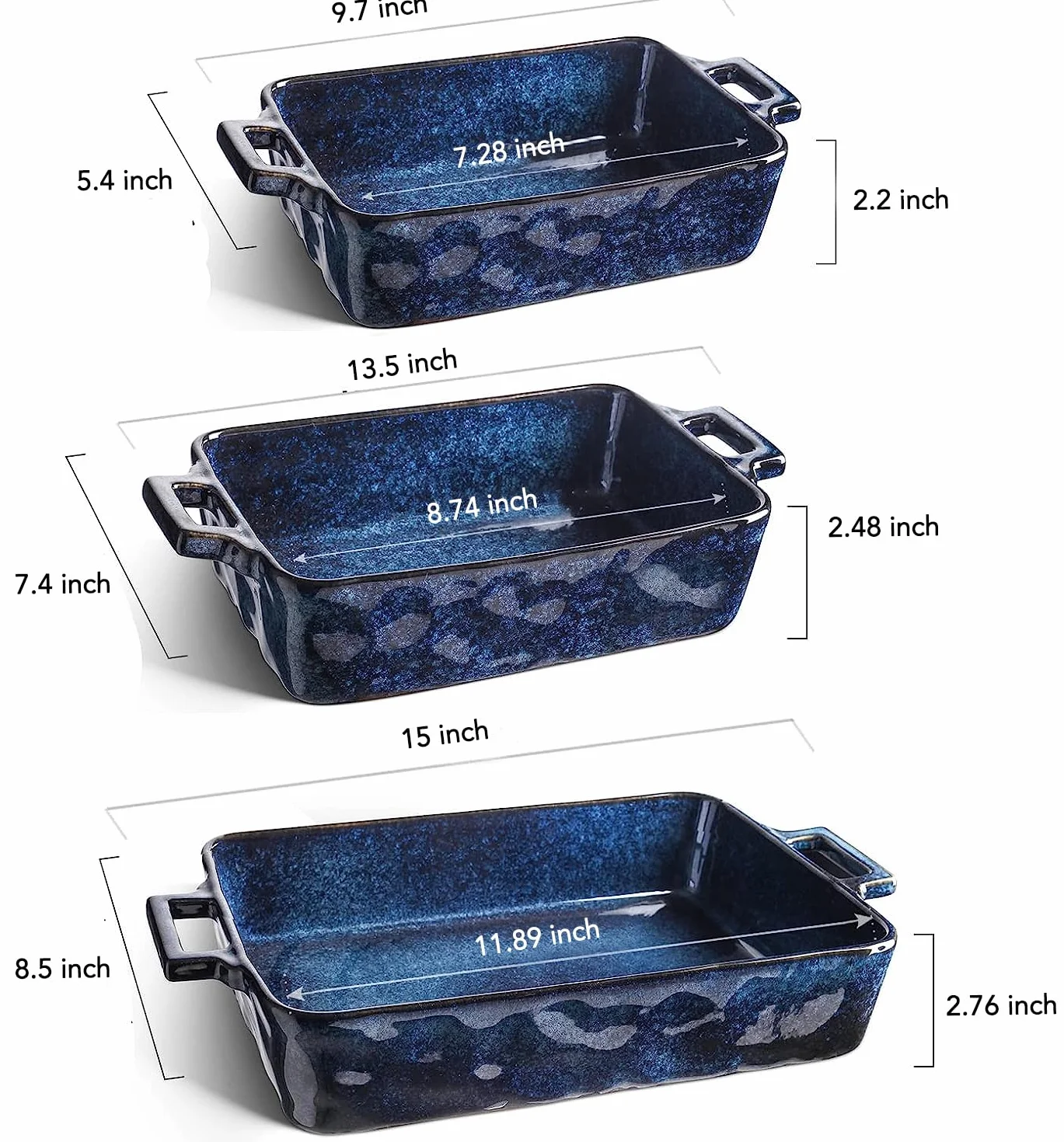 VICRAYS Ceramiczny zestaw naczyń do pieczenia, porcelanowe prostokątne naczynie do lasagne