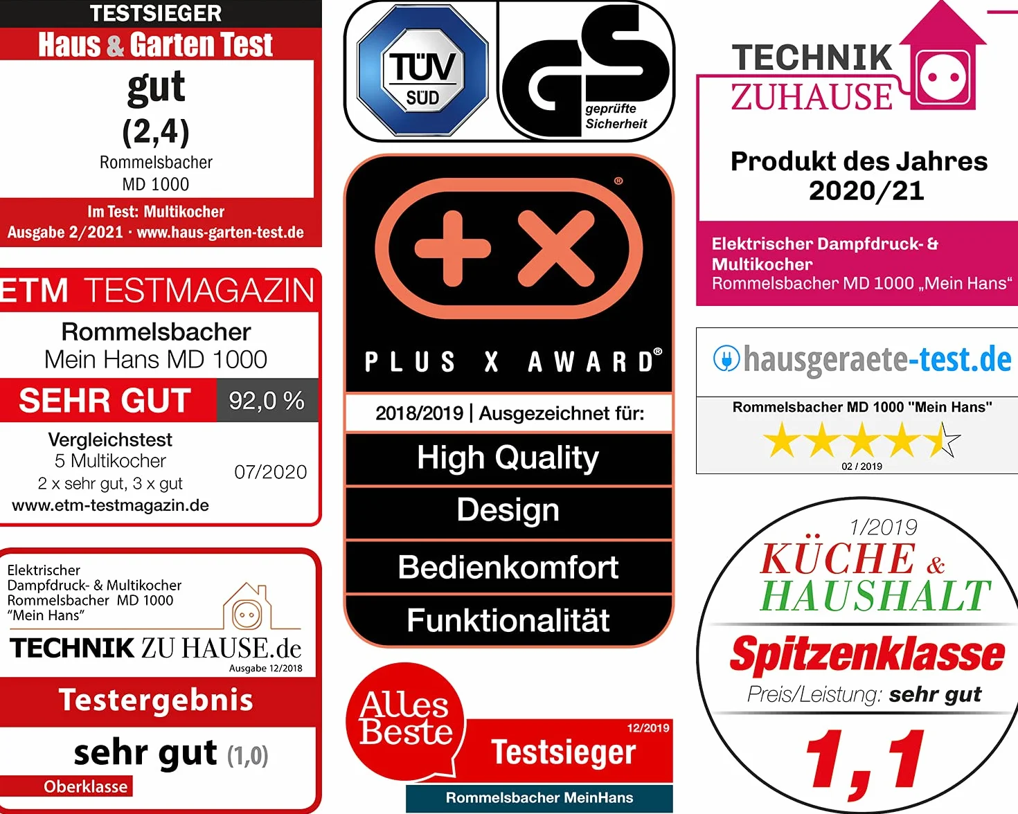 ROMMELSBACHER MD 1000 MeinHans elektryczny ciśnieniomierz parowy – oryginał – 14 automatycznych programów, regulacja w zakresie od 40°C do 170°C, 2 poziomy ciśnienia pary, garnek 6 litrów z powłoką