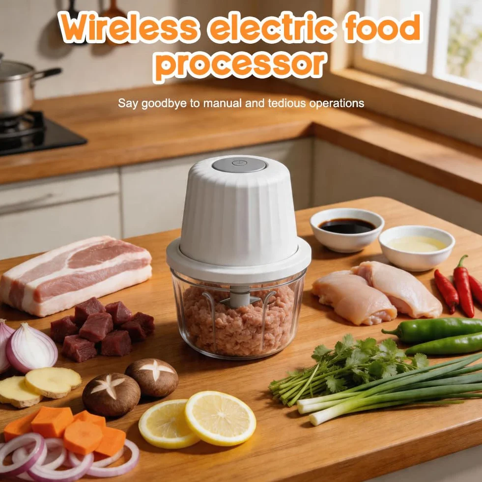 CEWROM Elektryczna rozdrabniarka do cebuli 100+250+350 ml, szatkownica kuchenna USB