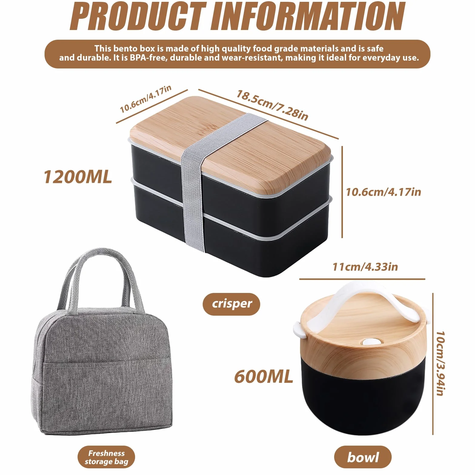 Bento Box japońskie: pudełko na lunch dla dzieci o pojemności 1400 ml + miska do zupy 600 ml z torbą izolacyjną, pudełko na jedzenie, pudełko śniadaniowe ze sztućcami dla dorosłych i dzieci do