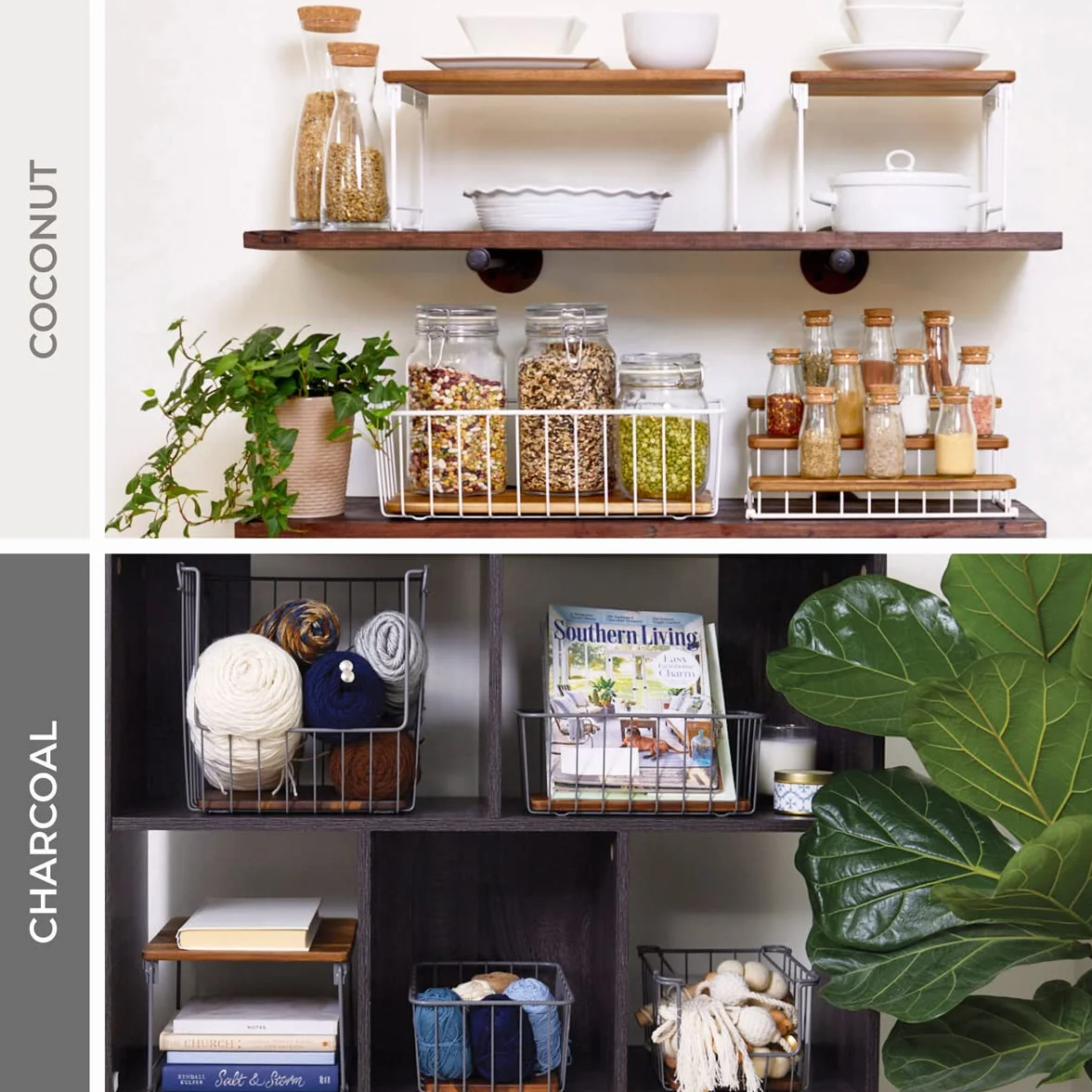 iDesign Ría Safford Collection kosz druciany z otwartym przodem stal 18/10 biały naturalny