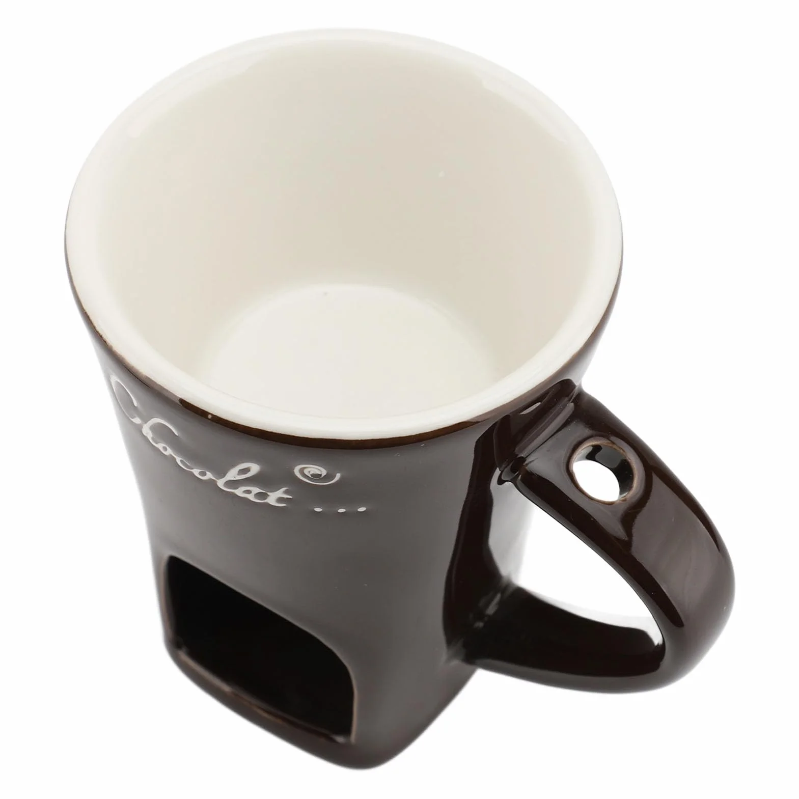 Czekoladowy Kubek Fondue, Fondue Kubek Czekoladowy Topnienie Fondue Kubek Ceramiczny Masło Cieplny Garnek Czekoladowy Topnienie Dostarcza Czekoladowe Kubki Fondue z Widelcem na Masło Czekoladowe