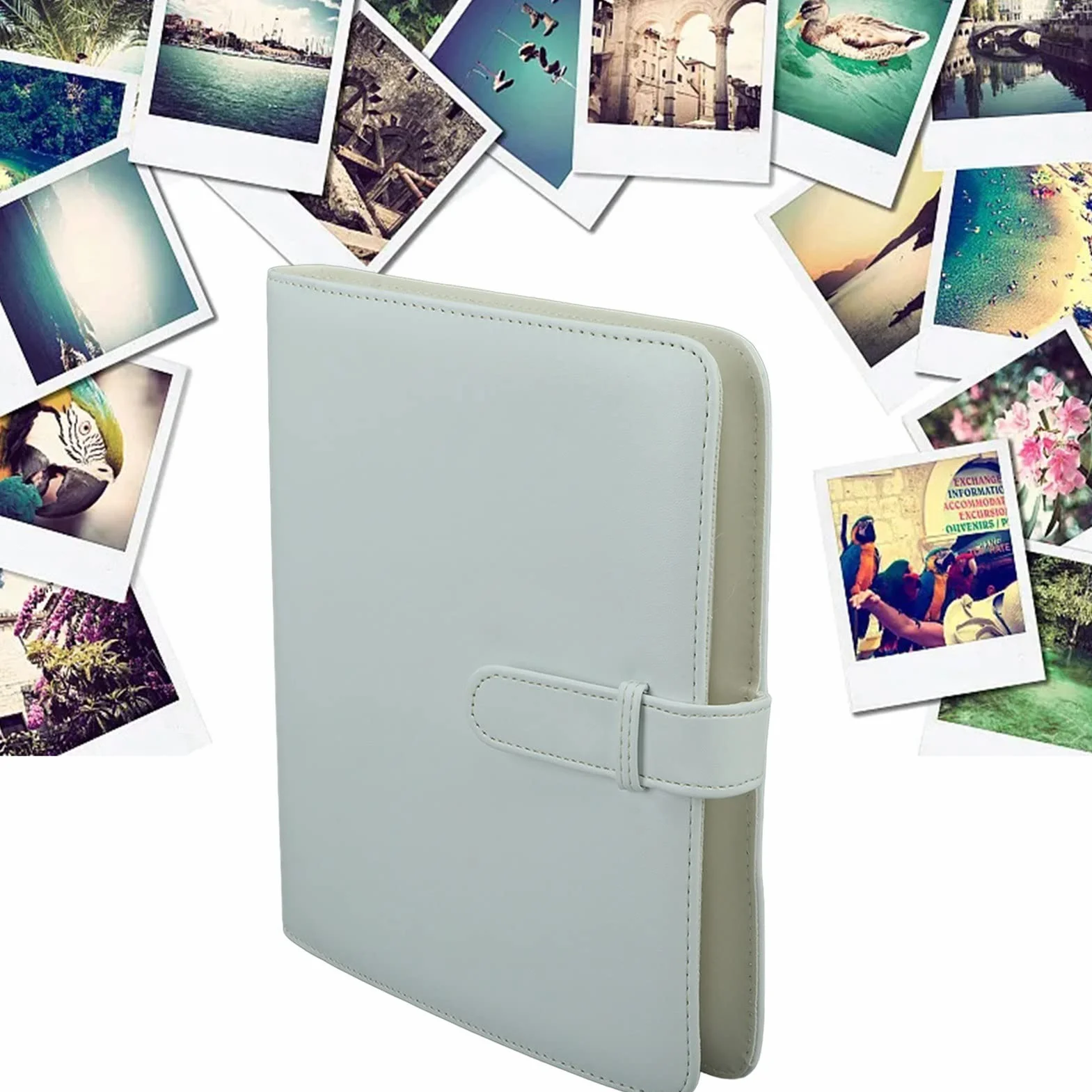 3-calowy Album na Zdjęcia z 256 Kieszeniami, Etui na Zdjęcia z 256 Kieszeniami na Albumy Fotograficzne, Wewnętrzna Wyściółka z Tworzywa PCV na Wizytówki i Bilety do Kina (WHITE)