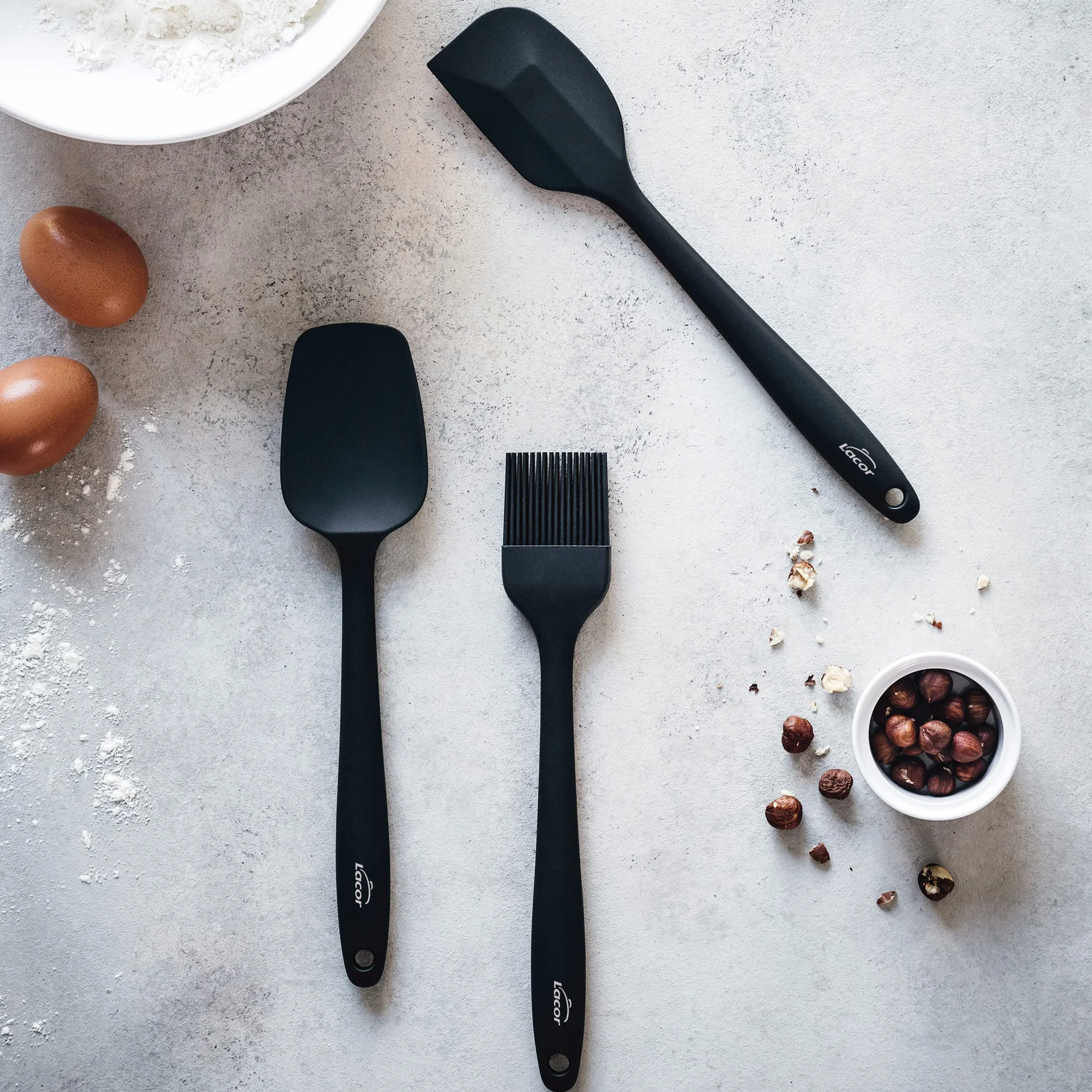 Lacor - 64467 - Szary Odpieniacz Kuchenny, Silikonowy Skimmer, Przybory Kuchenne, Ergonomiczny Uchwyt, Powłoka Nieprzywierająca, Odporny Na Wysokie Temperatury, Nadaje Się Do Mycia W Zmywarce, Długość