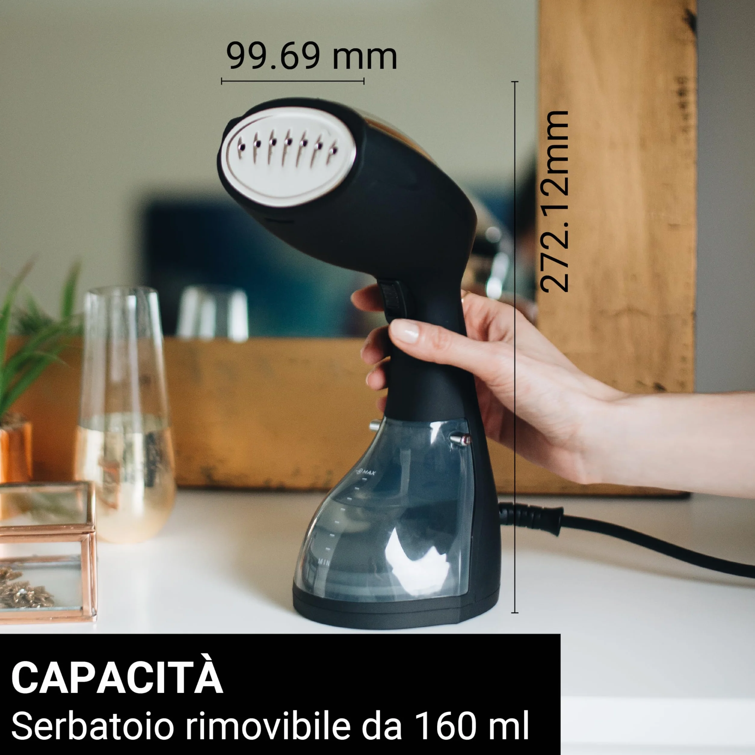 STEAMONE - Przenośna parownica do ubrań 1400 W 24g/min - parowiec podróżny, autonomia 11 min (260ml) - Gotowy do 30 lat - Kabel 2m - Intuicyjny i wydajny - Cała tkanina EUTAC140B