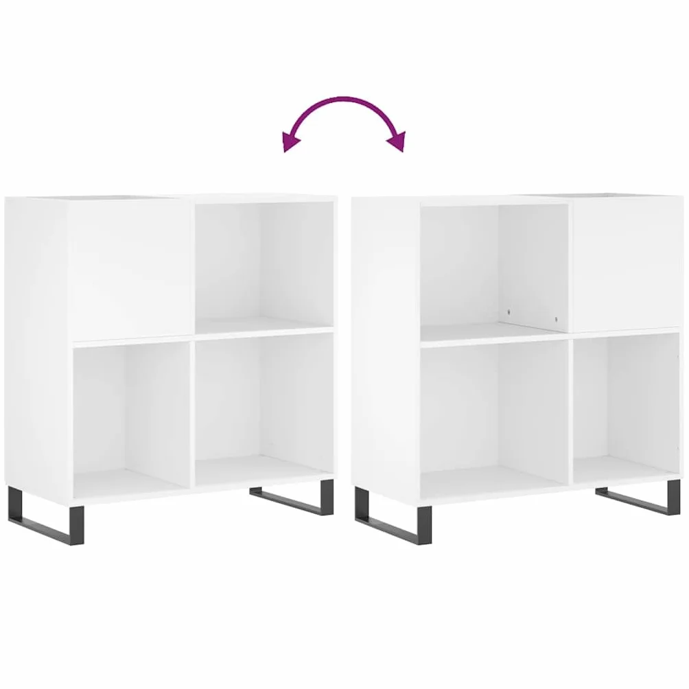 vidaXL Szafka na płyty, biała, 84,5x38x89 cm, materiał drewnopochodny, szafka na winyle, szafka RTV, szafka pod TV, szafka na płyty winylowe