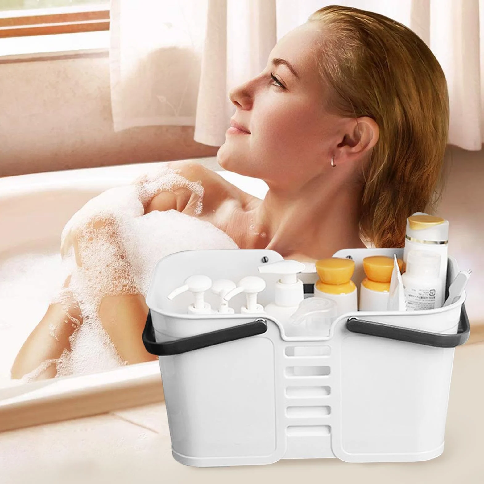 Portable Shower Cadddy, Bathroom Toiletry Organizer, Storage Basket Bin, Shampoo Soap Holder, Cosmetic Storage Bin, Multi-purpose Storage Solution for Holding Soap, Shampoo, Cosmetics, Bathroom