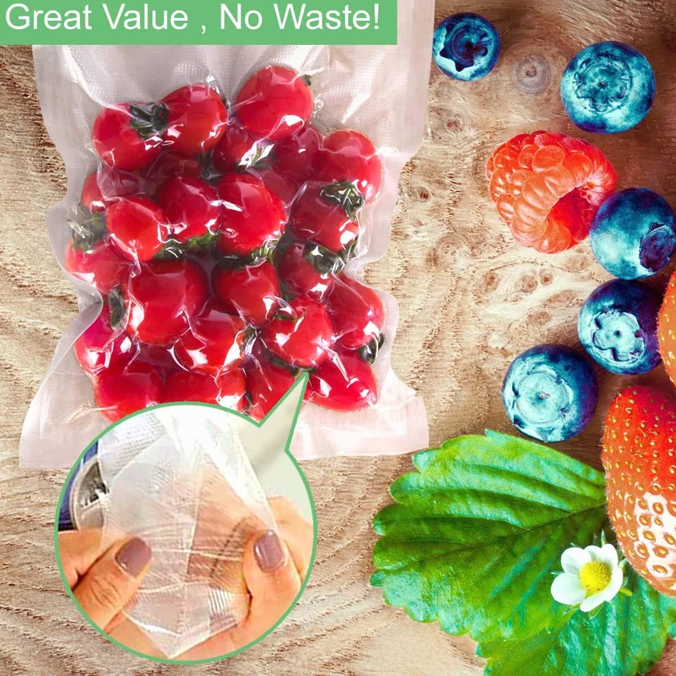 O2frepak 25X33cm(100Pakiet) Worki próżniowe do pakowania żywności w rolkach do gotowania metodą sous vide,klasy komercyjnej,bez BPA,z zabezpieczeniem przed przebiciem