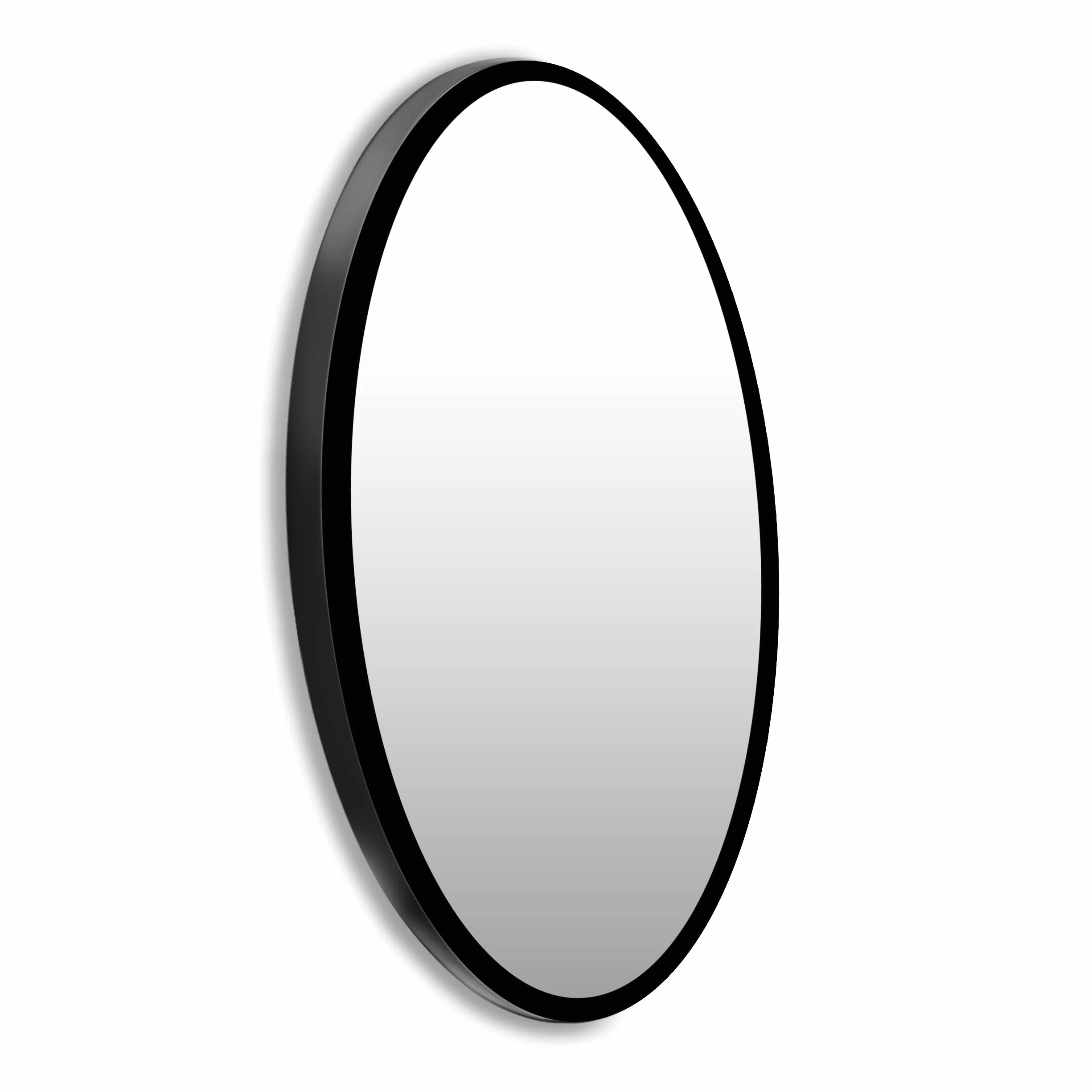 Ramix Lustro ścienne w malowanej proszkowo ramie aluminiowej, czarne, prostokątne, okrągłe, do salonu, sypialni, łazienki, garderoby, korytarza (średnica 40cm)