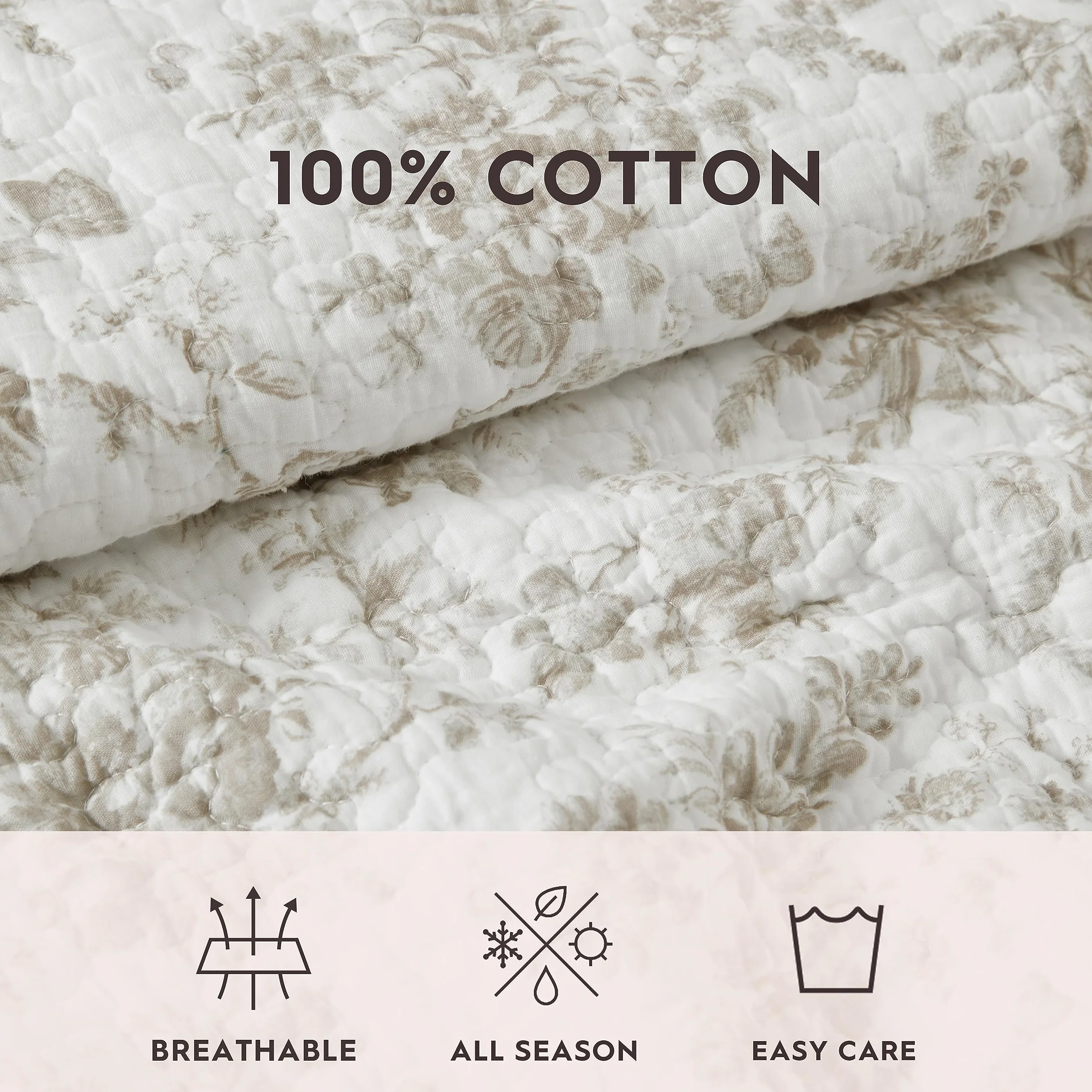 Laura Ashley Zestaw podwójnych kołder, dwustronna bawełniana pościel kwiatowa z pasującą poszewką, dekoracja domu na wszystkie pory roku (otoczony murem ogród brązowy, podwójny)