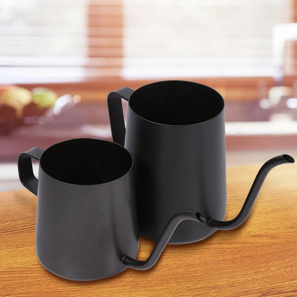 Czarny dzbanek do kawy ze stali nierdzewnej z długą wylewką łabędzia szyi, idealna kontrola przepływu, 250 ml/350 ml (250 ml)
