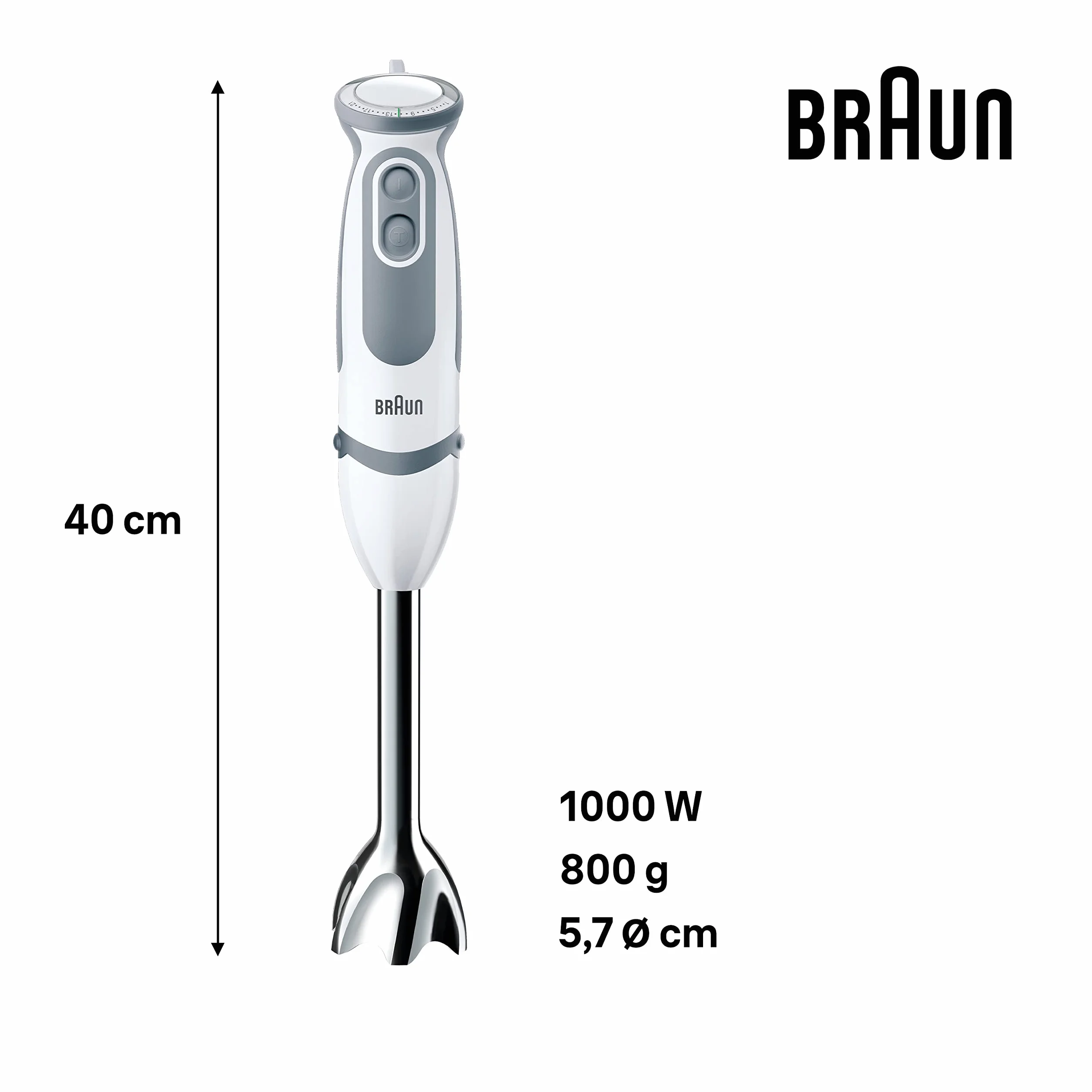 Braun Multiquick 5 Vario Blender Ręczny, Biały/Szary, 600 ml